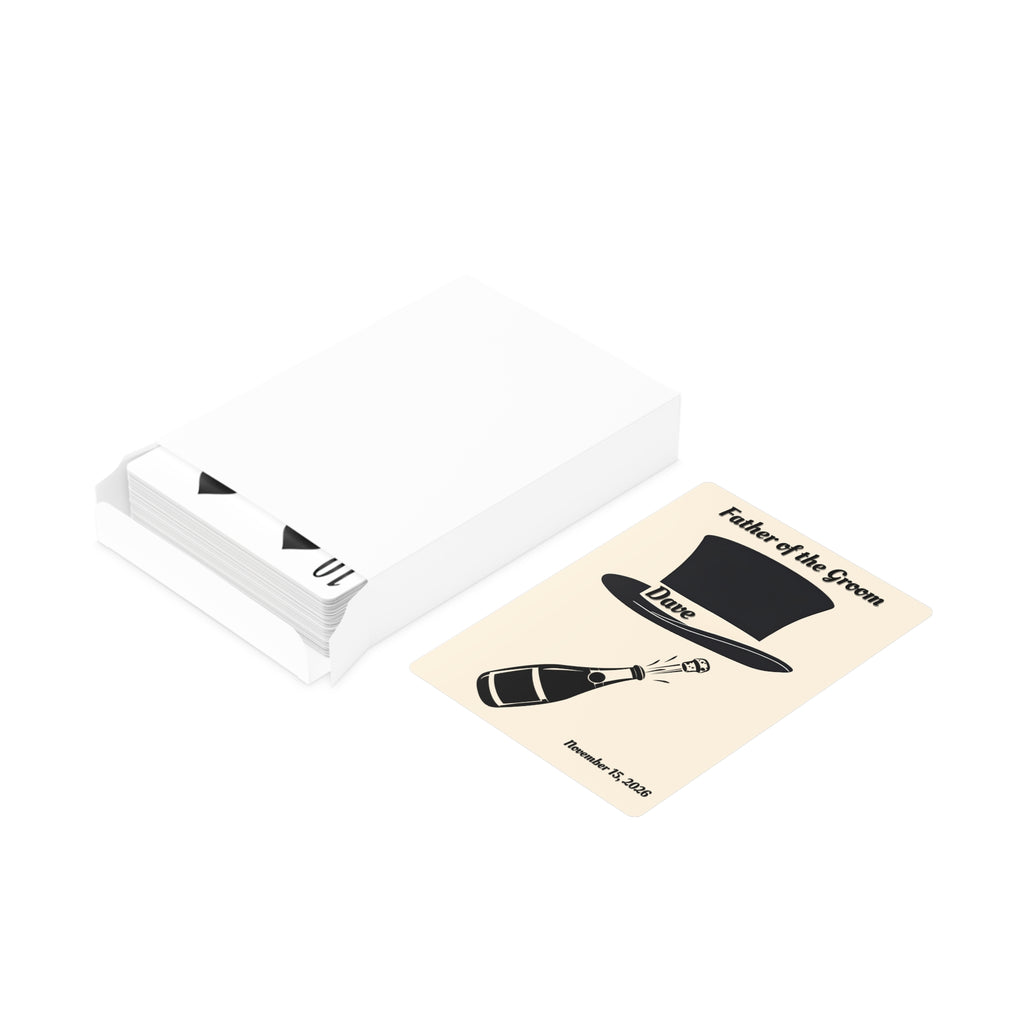 Father of the Groom Playing Cards | Personalized Top Hat - Name & Wedding Date