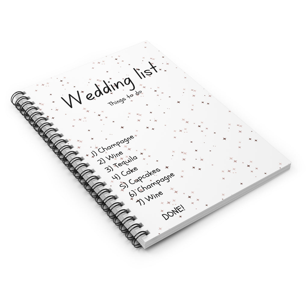 Wedding List Spiral Notebook | Ruled Planner, Things To Do with checklist - Brown Confetti