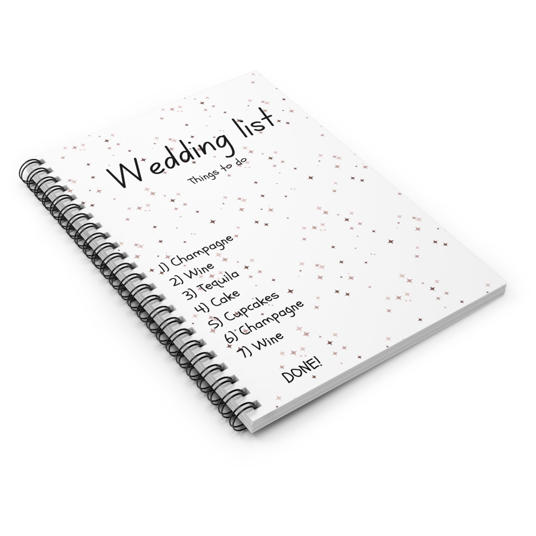Wedding List Spiral Notebook | Ruled Planner, Things To Do with checklist - Brown Confetti