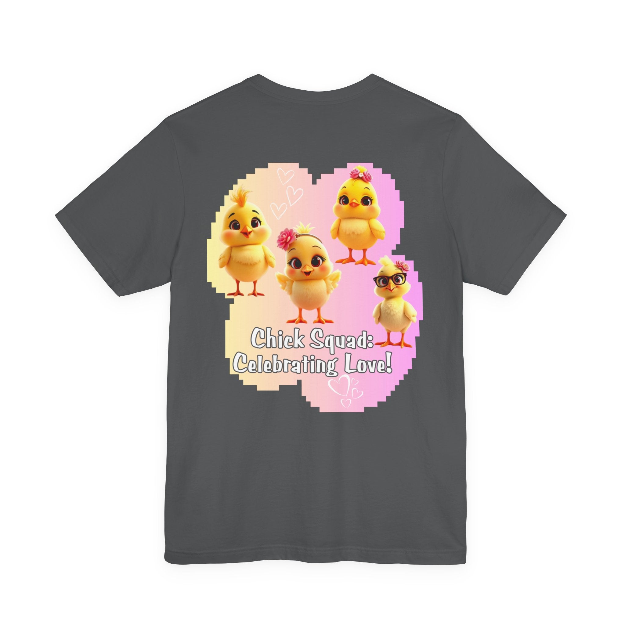Chick Squad Celebrating Love T-Shirt | Bachelorette Party Hen Night Tee - Pink/Yellow cloud - White text