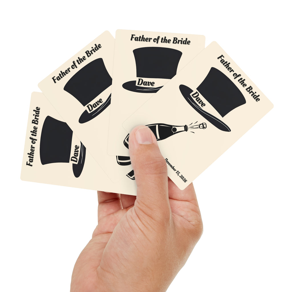 Father of the Bride Playing Cards | Personalized Top Hat - Name & Wedding Date