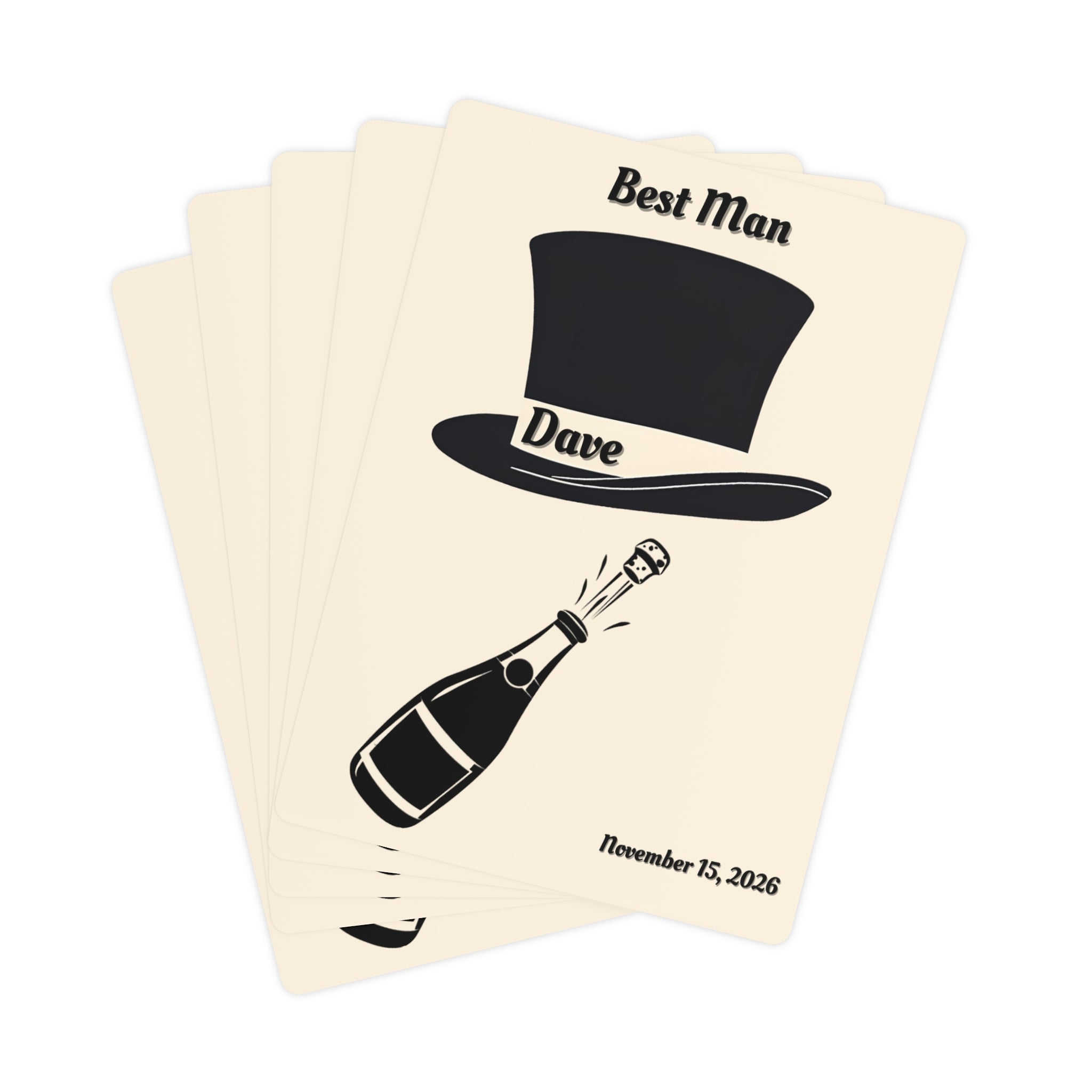 Best Man Playing Cards | Personalized Top Hat - Name & Wedding Date