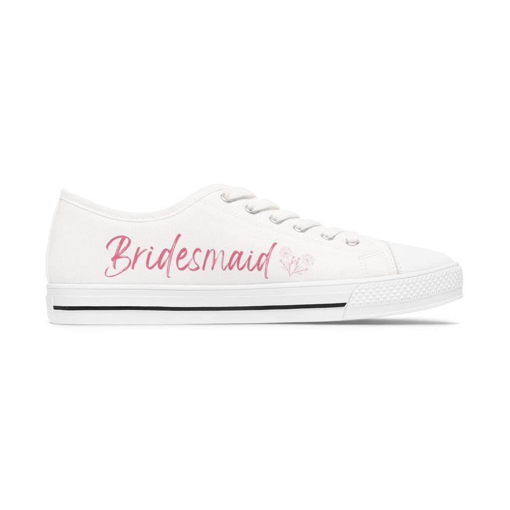 Personalized Bridesmaid Low Top Sneakers | Custom Name & Wildflower Design – Pink