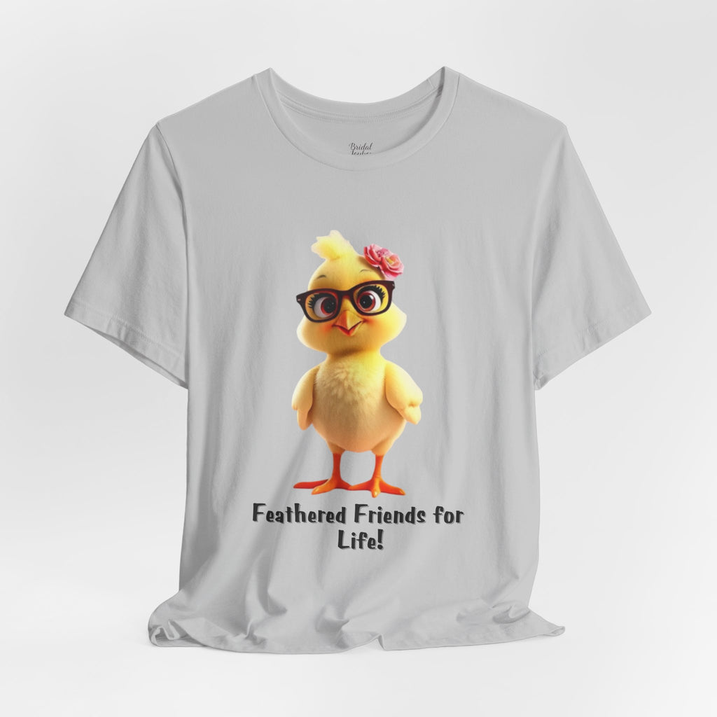Cute Sunglasses Chick Feathered Friends for Life T-Shirt | Bachelorette Party Hen Night Tee