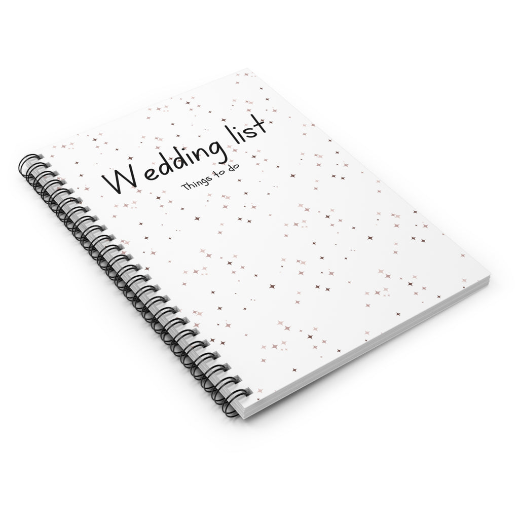 Wedding List Spiral Notebook | Ruled Planner, Things To Do - Brown Confetti
