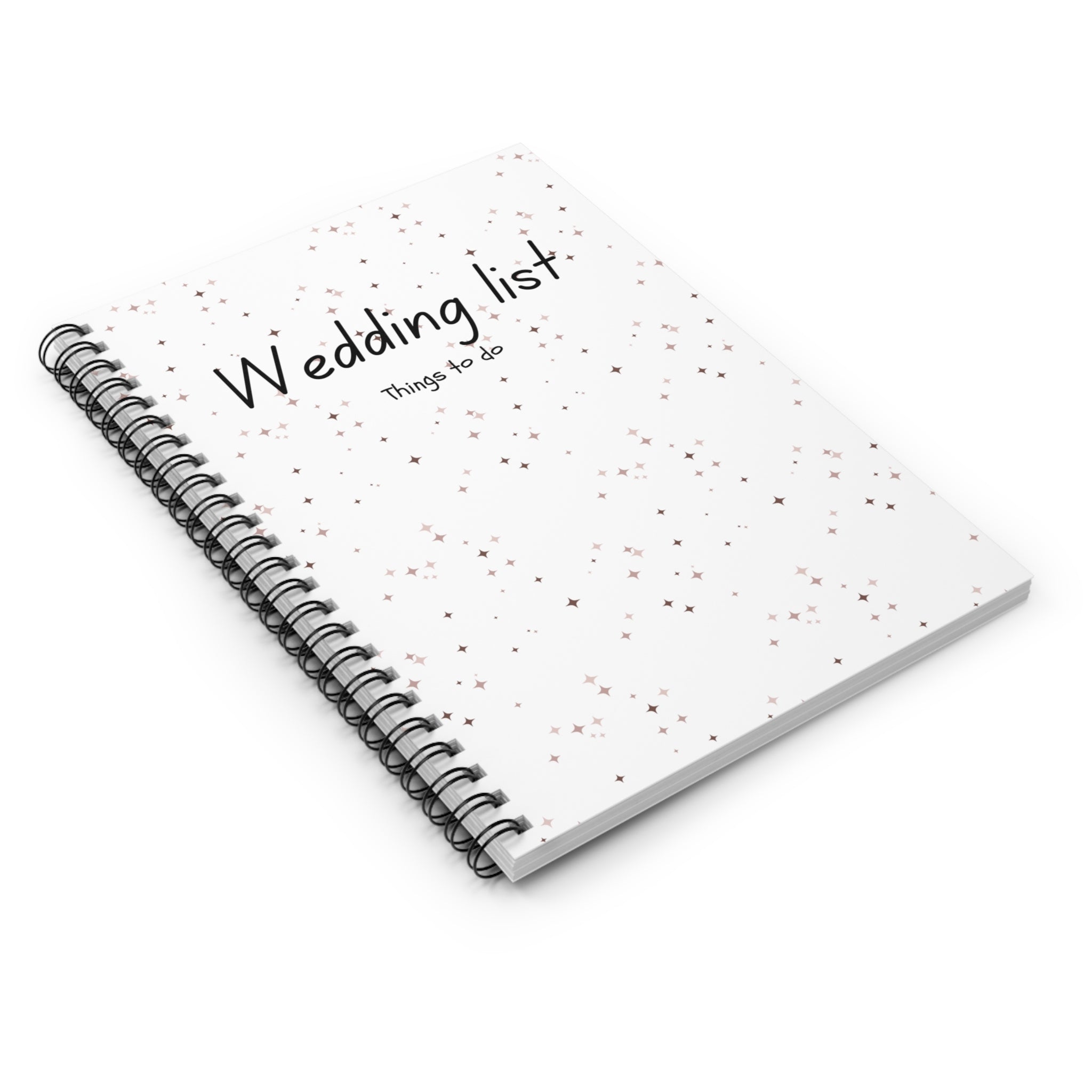Wedding List Spiral Notebook | Ruled Planner, Things To Do - Brown Confetti