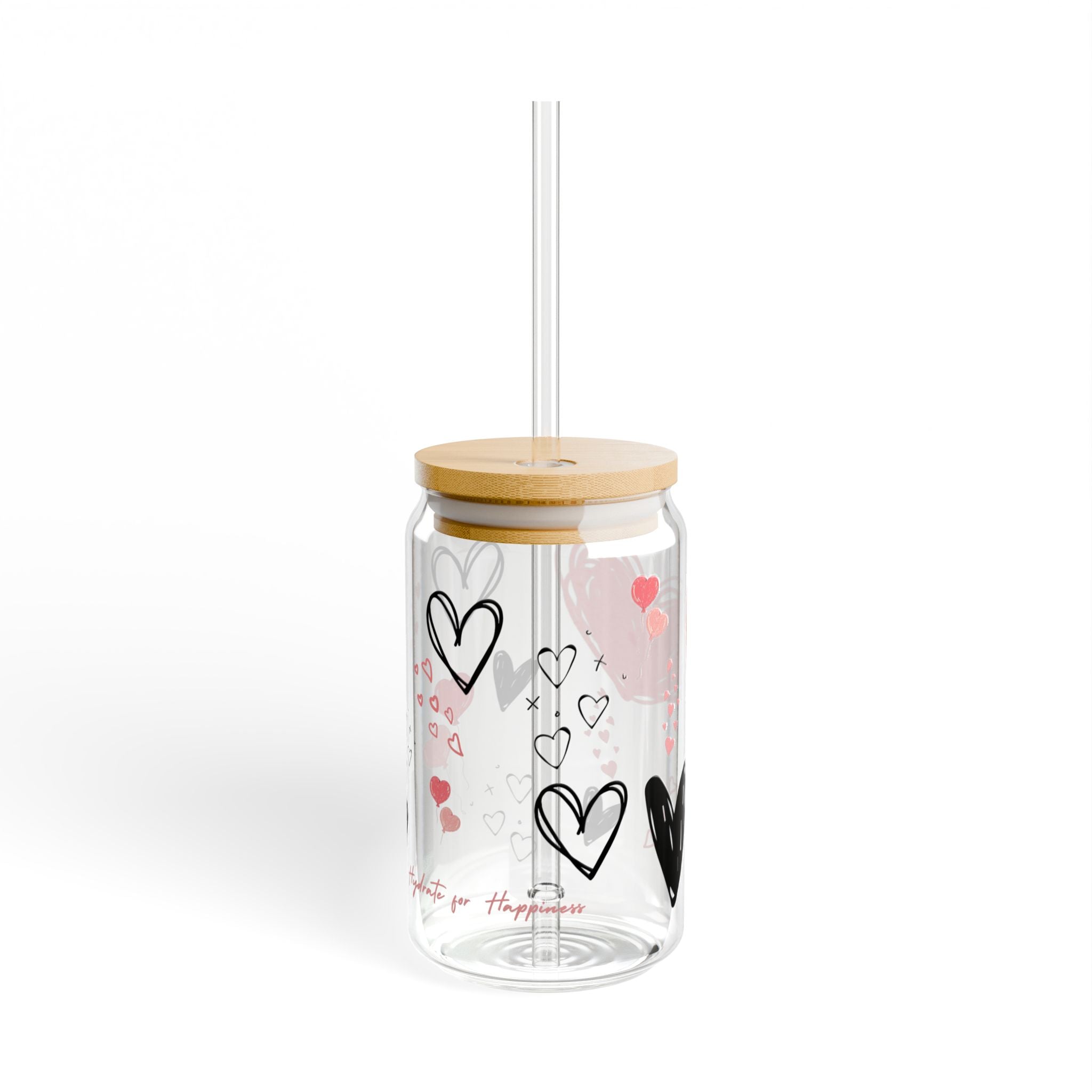 Sipper Glass 16oz - Heart Design