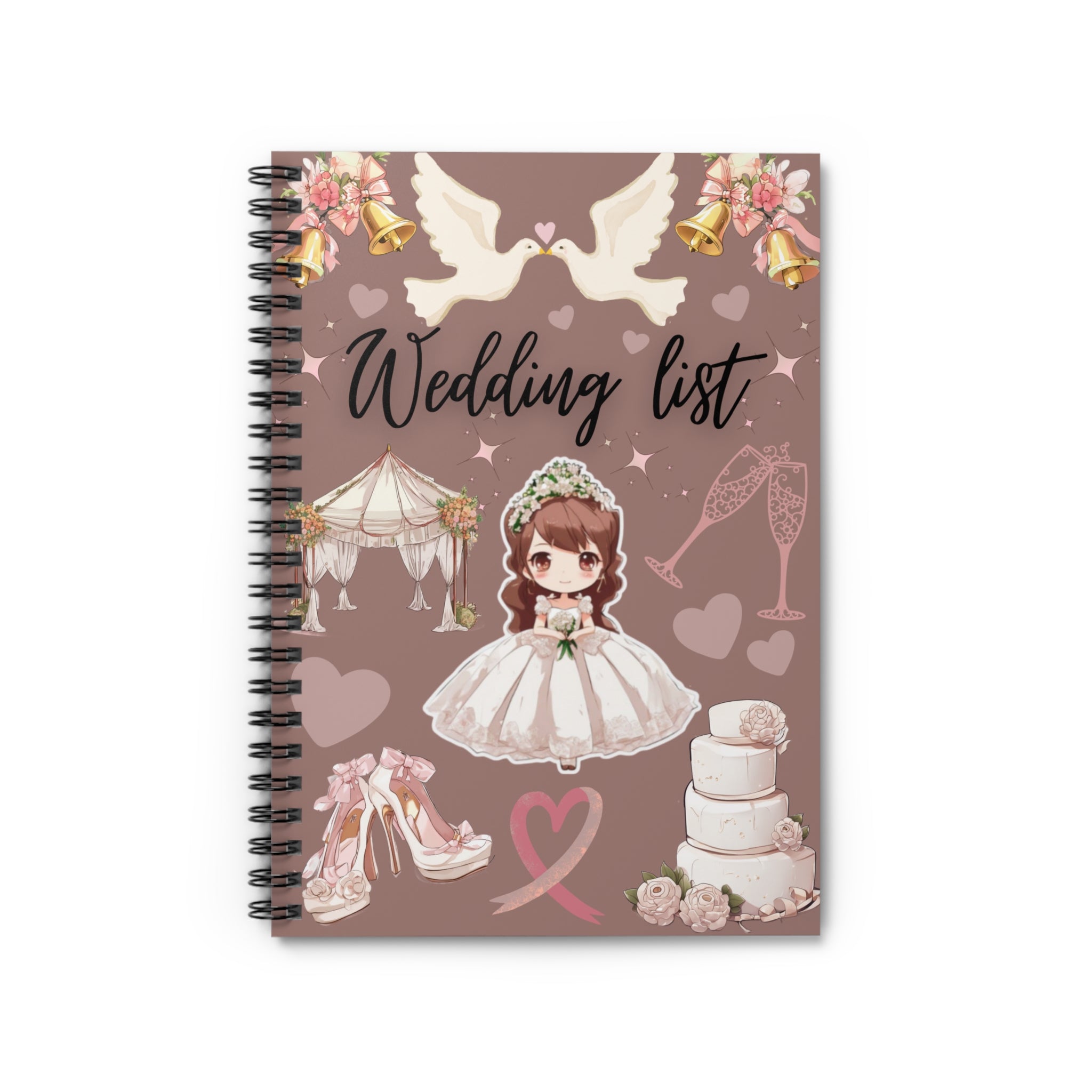 Wedding List Spiral Notebook | Bridal Planner, Wedding Checklist - Dark