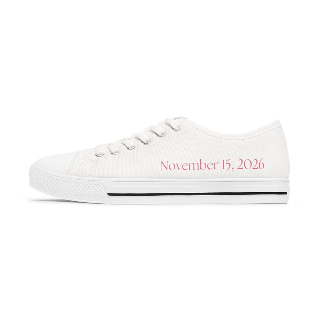 Mrs. Johnson crown design Women's Low Top Sneakers | customizable name and wedding date - Pink