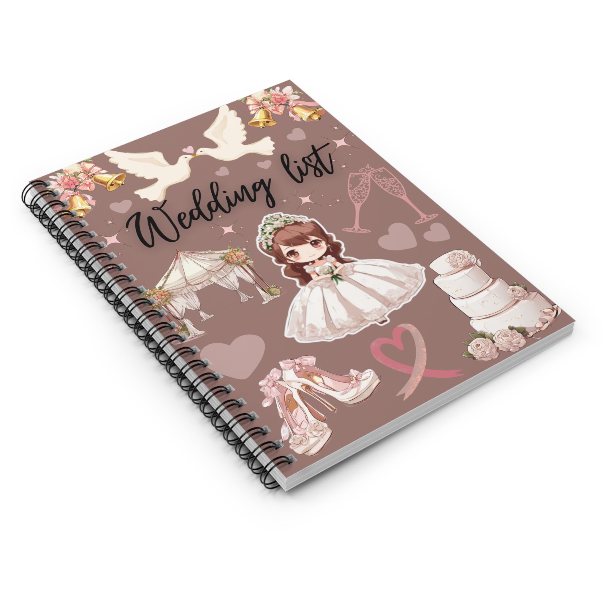 Wedding List Spiral Notebook | Bridal Planner, Wedding Checklist - Dark