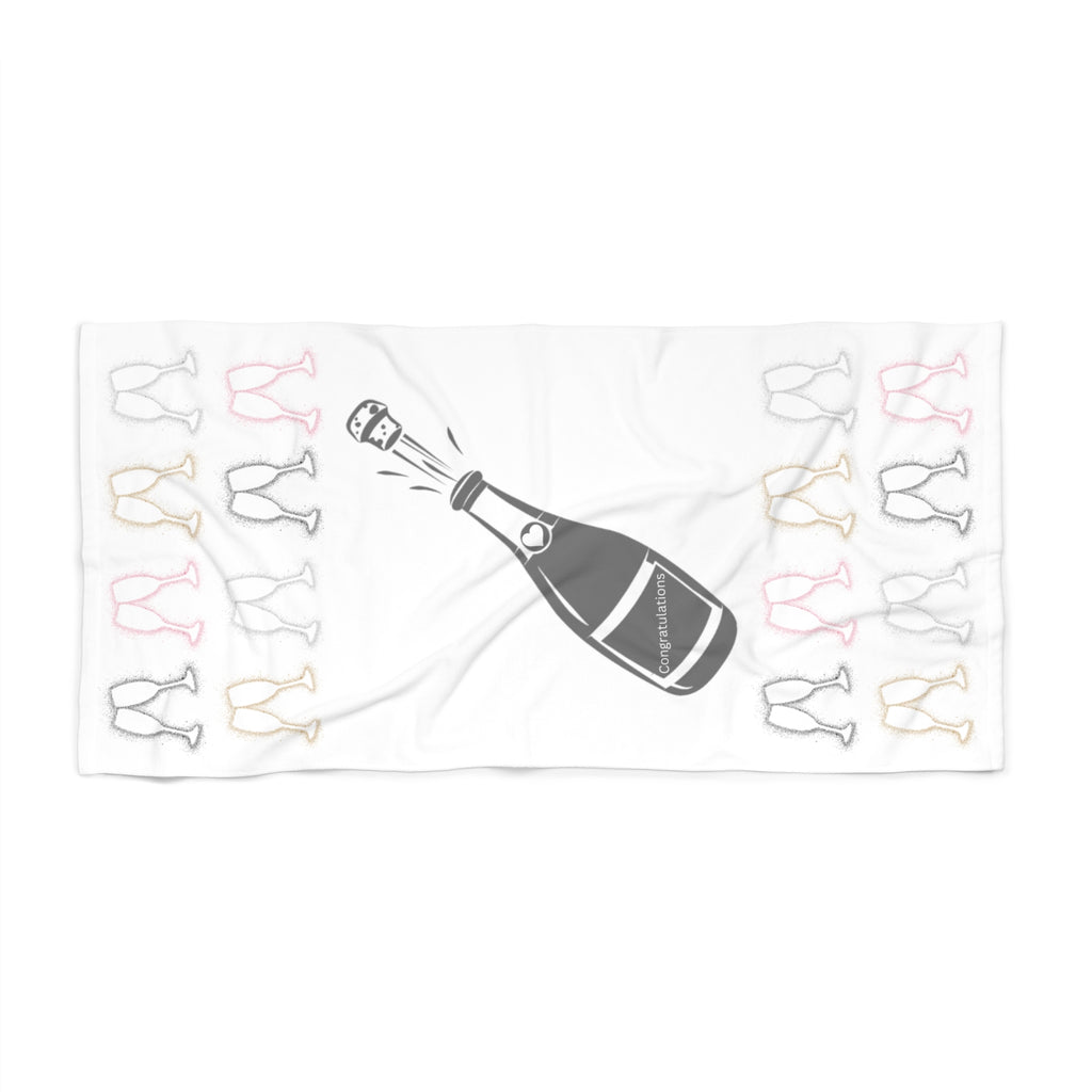 Congratulations Champagne Beach Towel — Honeymoon & Celebration Pool Towel