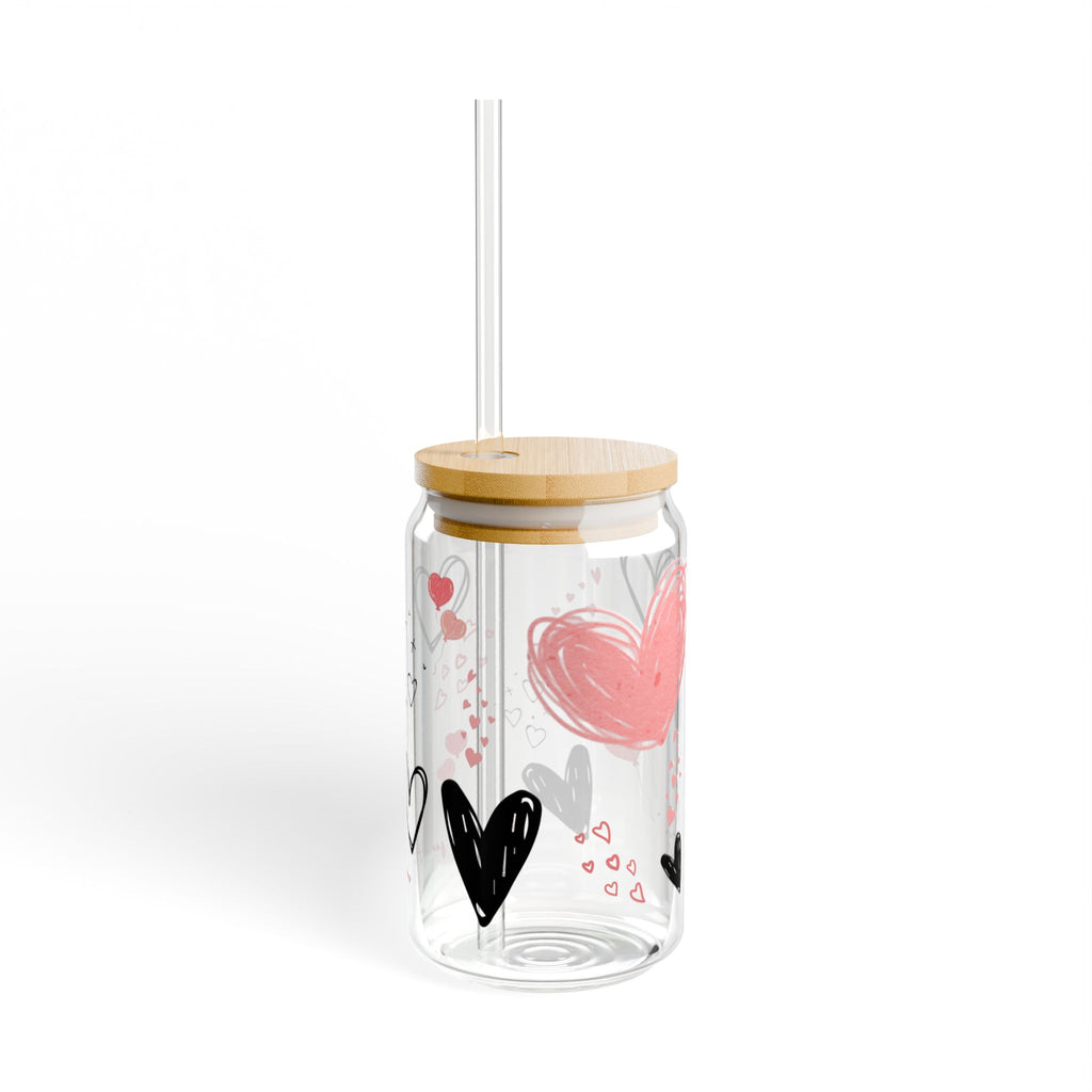 Sipper Glass 16oz - Heart Design