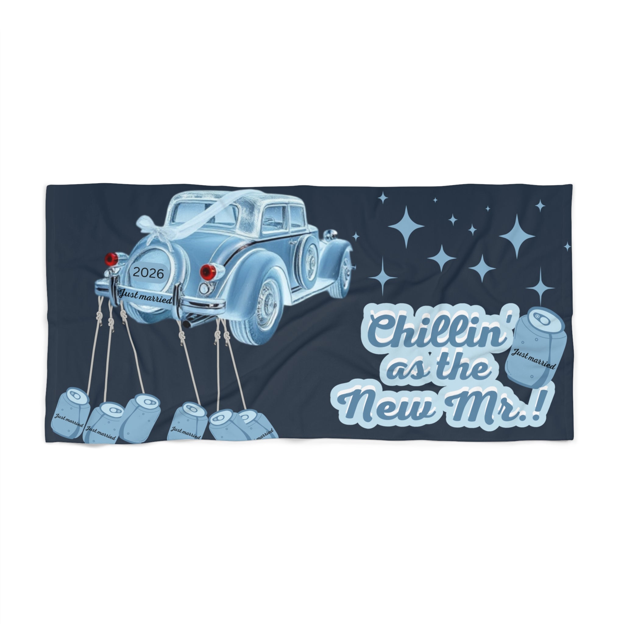 Beach Towel | Just married - Chillin' as the new Mr. - Cans