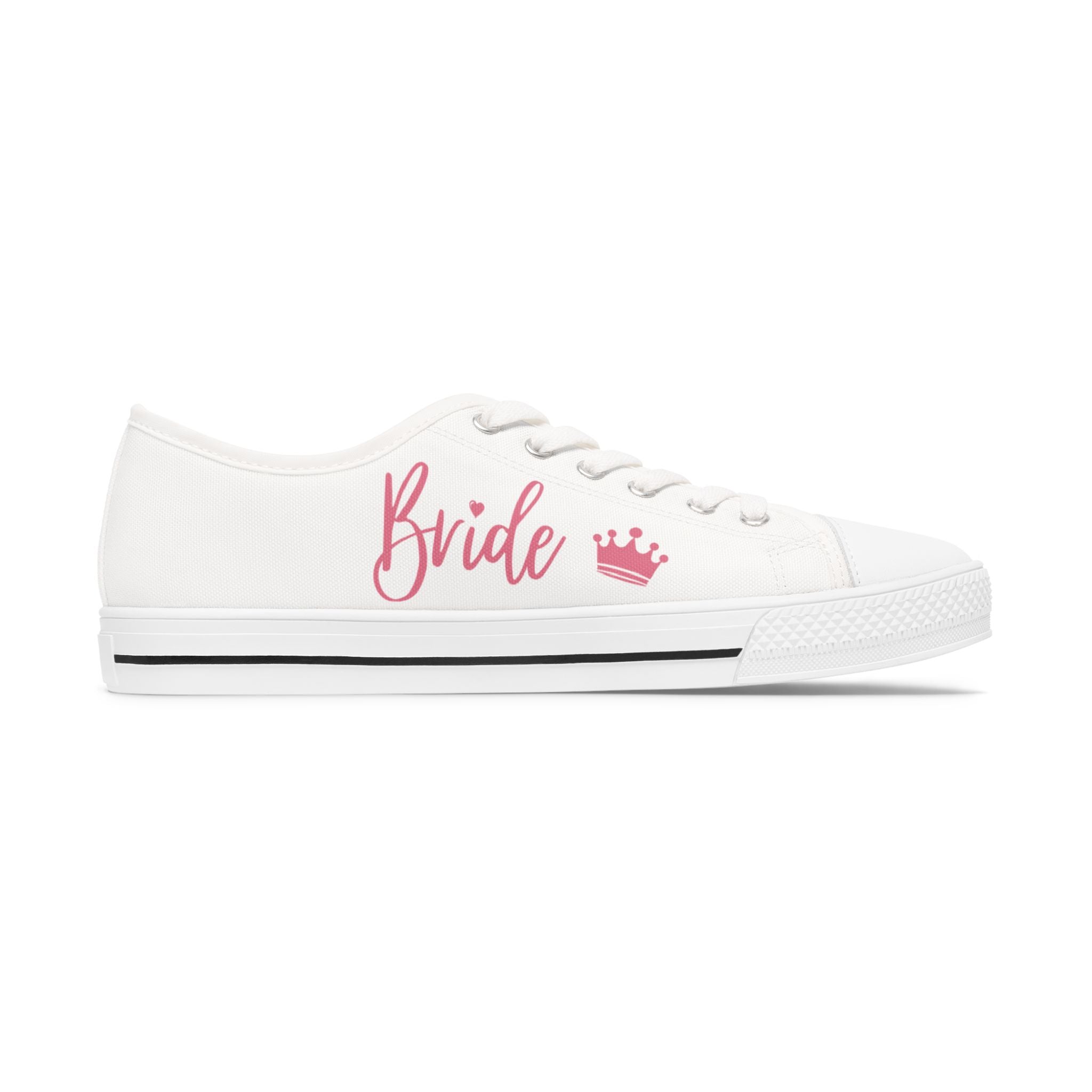 Bride crown design Women's Low Top Sneakers | customizable wedding date - Pink
