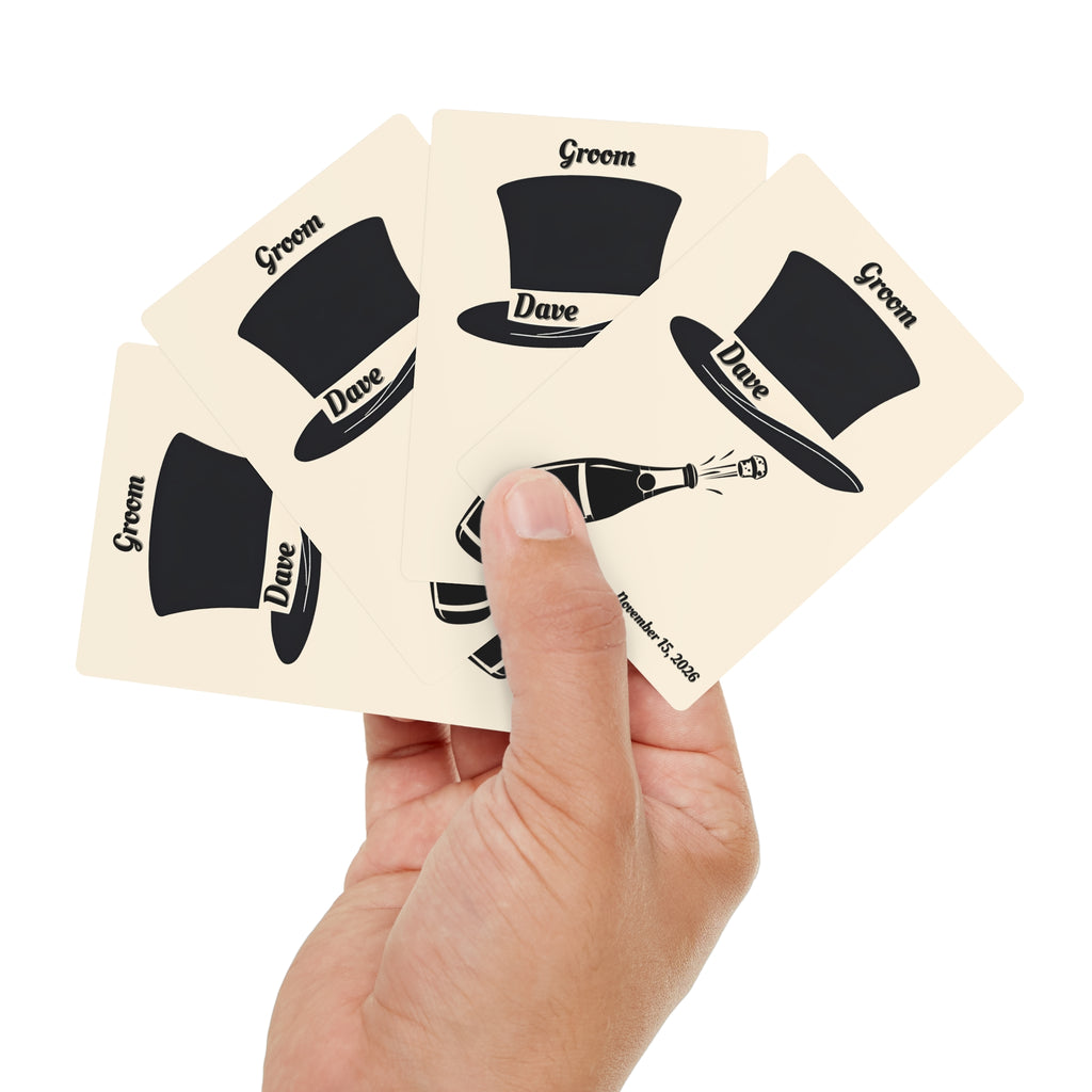 Groom Playing Cards | Personalized Top Hat - Name & Wedding Date