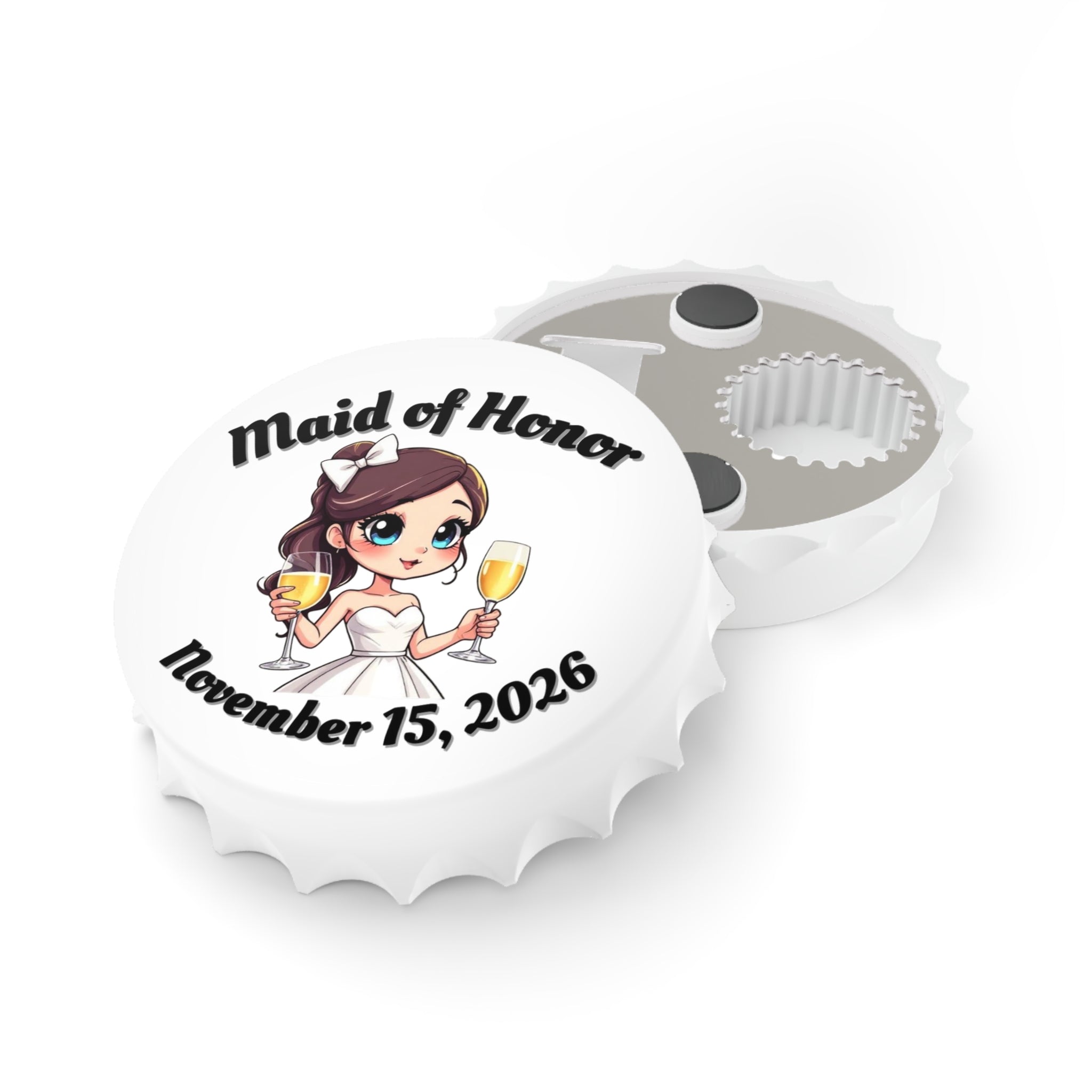 Maid of Honor Magnetic Bottle Opener — Personalized Wedding Date
