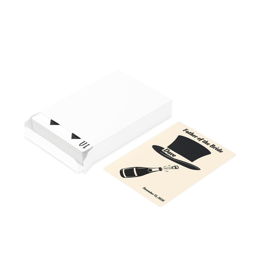 Father of the Bride Playing Cards | Personalized Top Hat - Name & Wedding Date