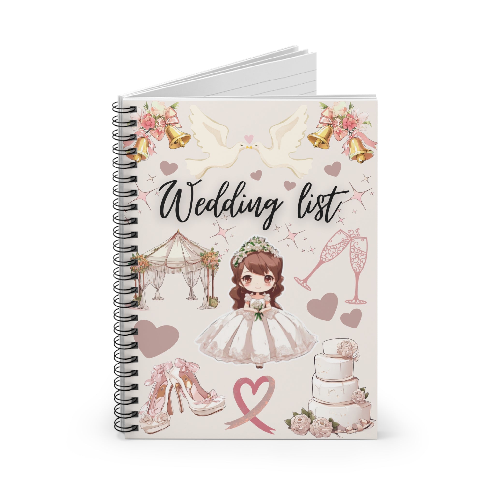 Wedding List Spiral Notebook | Bridal Planner, Wedding Checklist - Light
