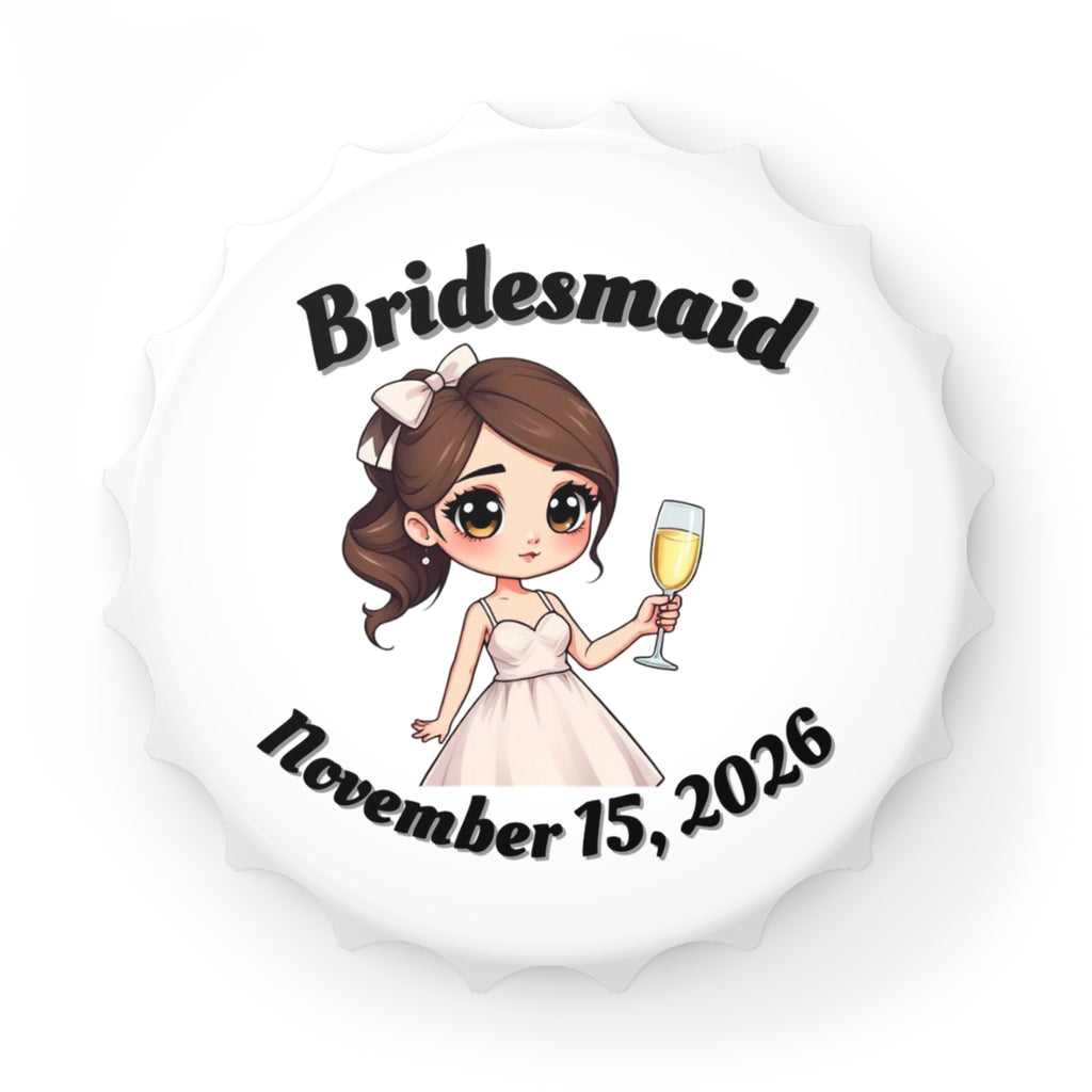 Bridesmaid Magnetic Bottle Opener — Personalized Wedding Date