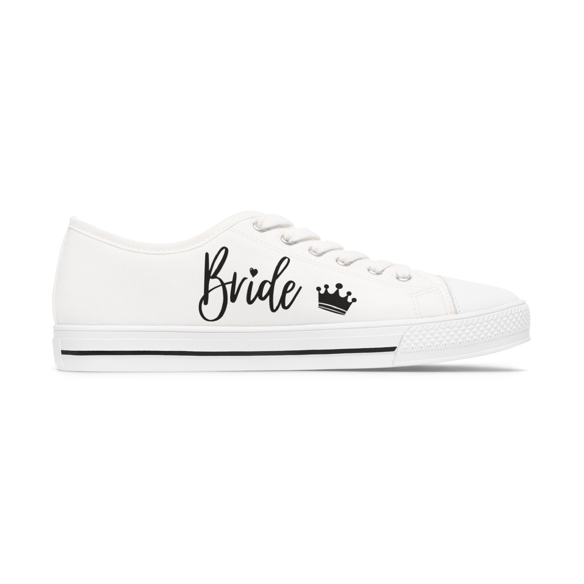 Bride crown design Women's Low Top Sneakers | customizable wedding date - Black