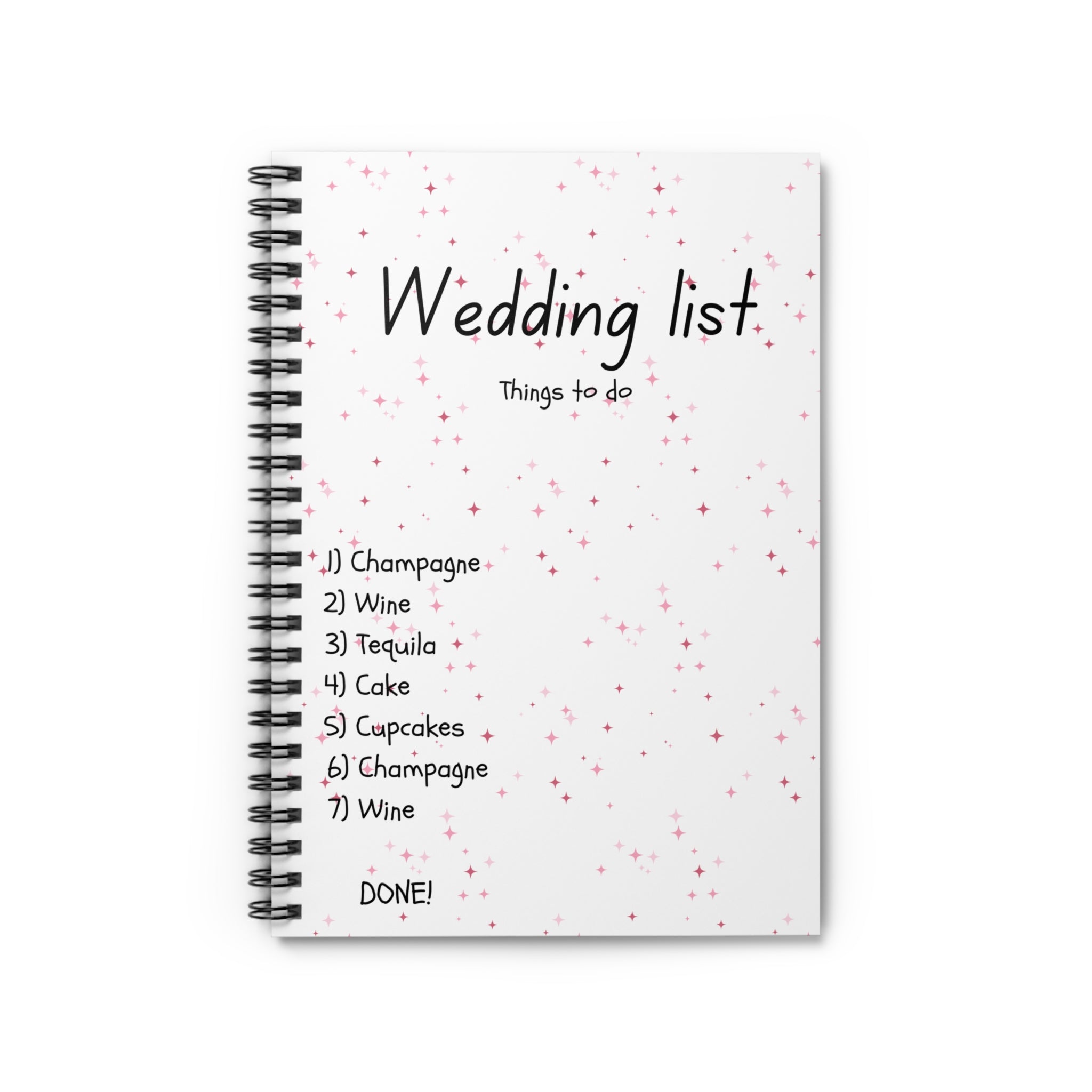 Wedding List Spiral Notebook | Ruled Planner, Things To Do with checklist - Pink Confetti