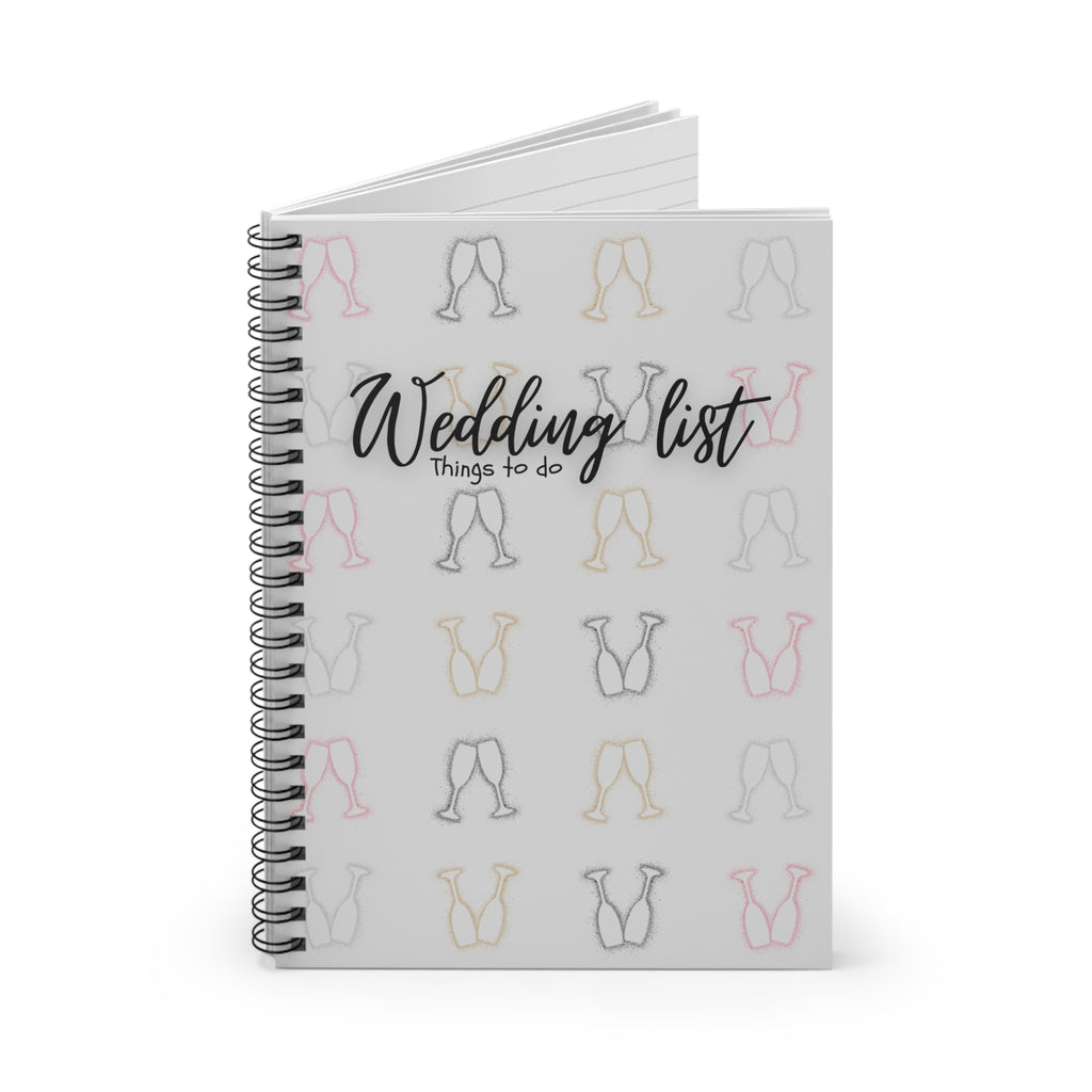 Wedding List Things to Do Spiral Notebook | Champagne Glasses - Grey