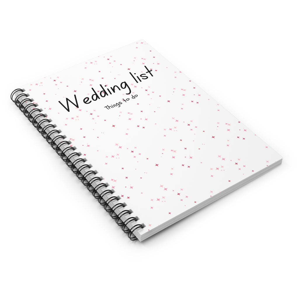 Wedding List Spiral Notebook | Ruled Planner, Things To Do - Pink Confetti