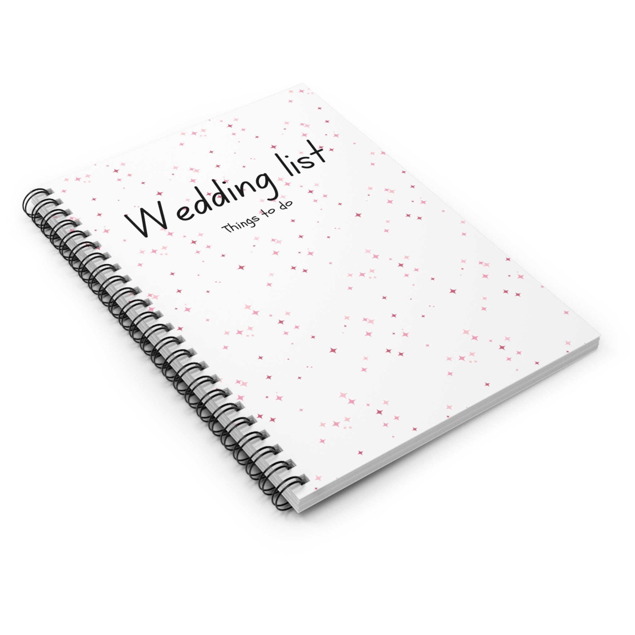 Wedding List Spiral Notebook | Ruled Planner, Things To Do - Pink Confetti