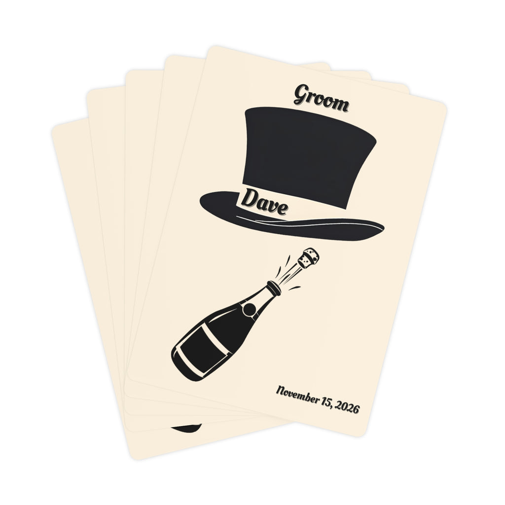 Groom Playing Cards | Personalized Top Hat - Name & Wedding Date