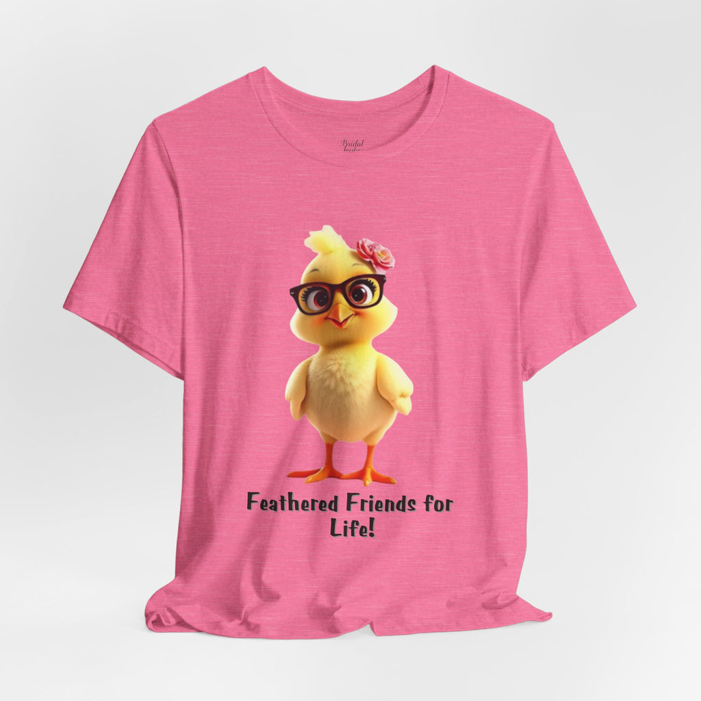 Cute Sunglasses Chick Feathered Friends for Life T-Shirt | Bachelorette Party Hen Night Tee