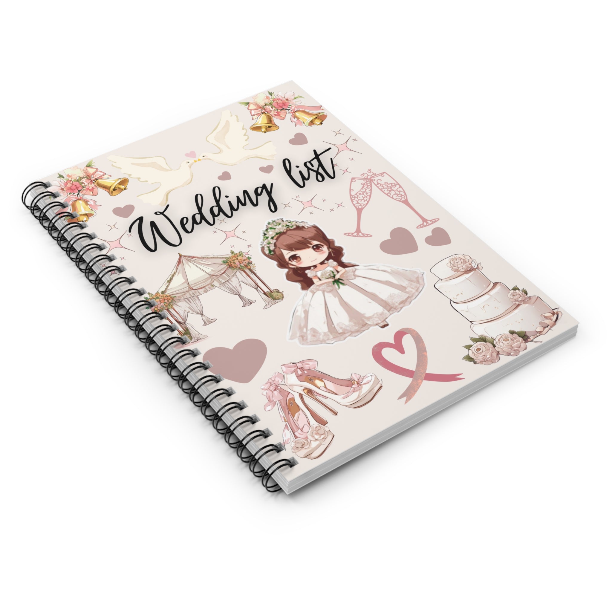 Wedding List Spiral Notebook | Bridal Planner, Wedding Checklist - Light