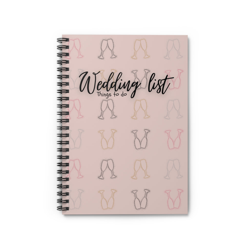 Wedding List Things to Do Spiral Notebook | Champagne Glasses - Soft Brown