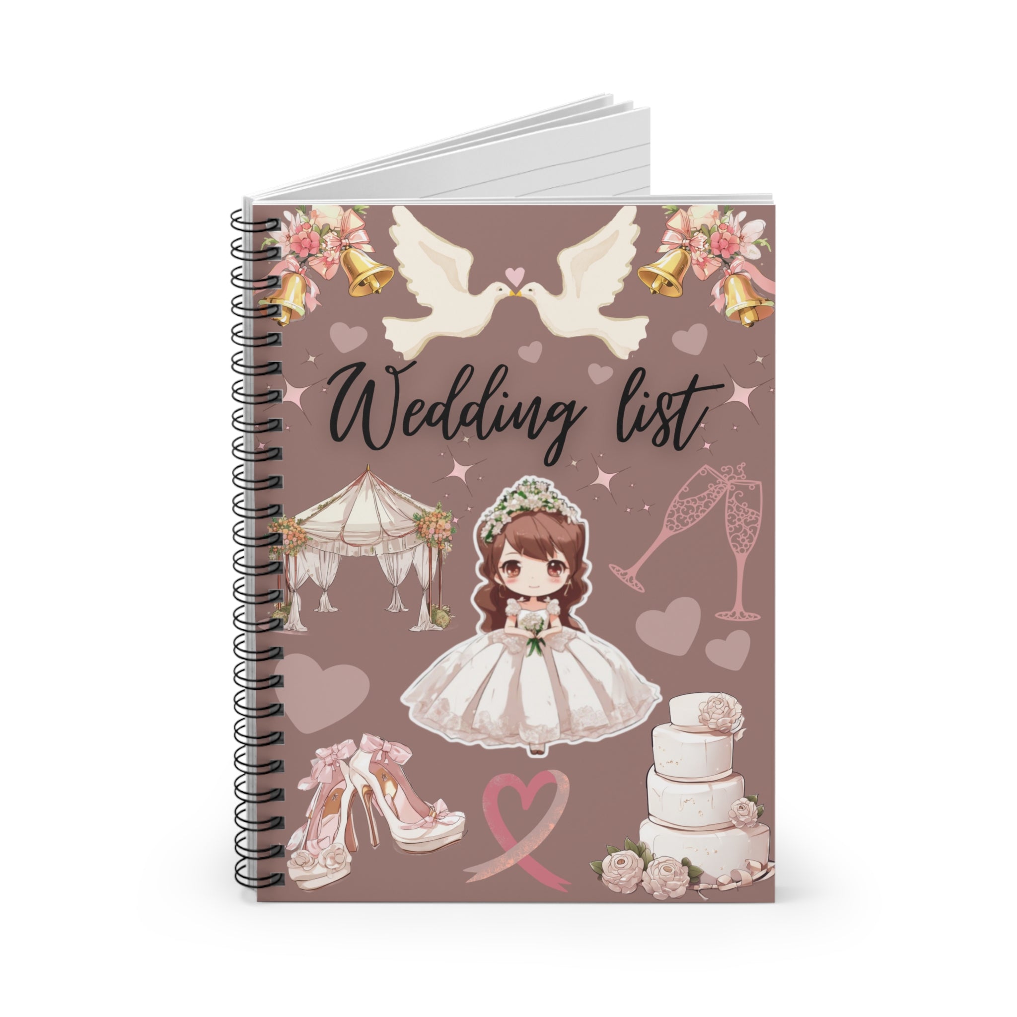 Wedding List Spiral Notebook | Bridal Planner, Wedding Checklist - Dark