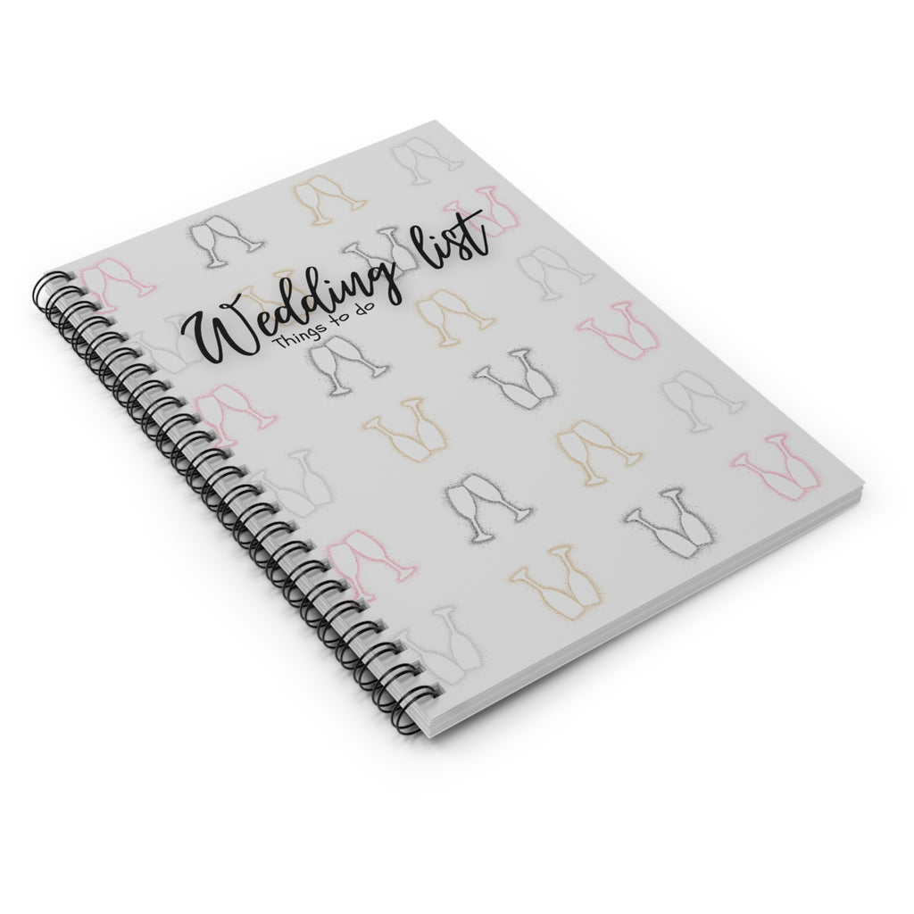 Wedding List Things to Do Spiral Notebook | Champagne Glasses - Grey