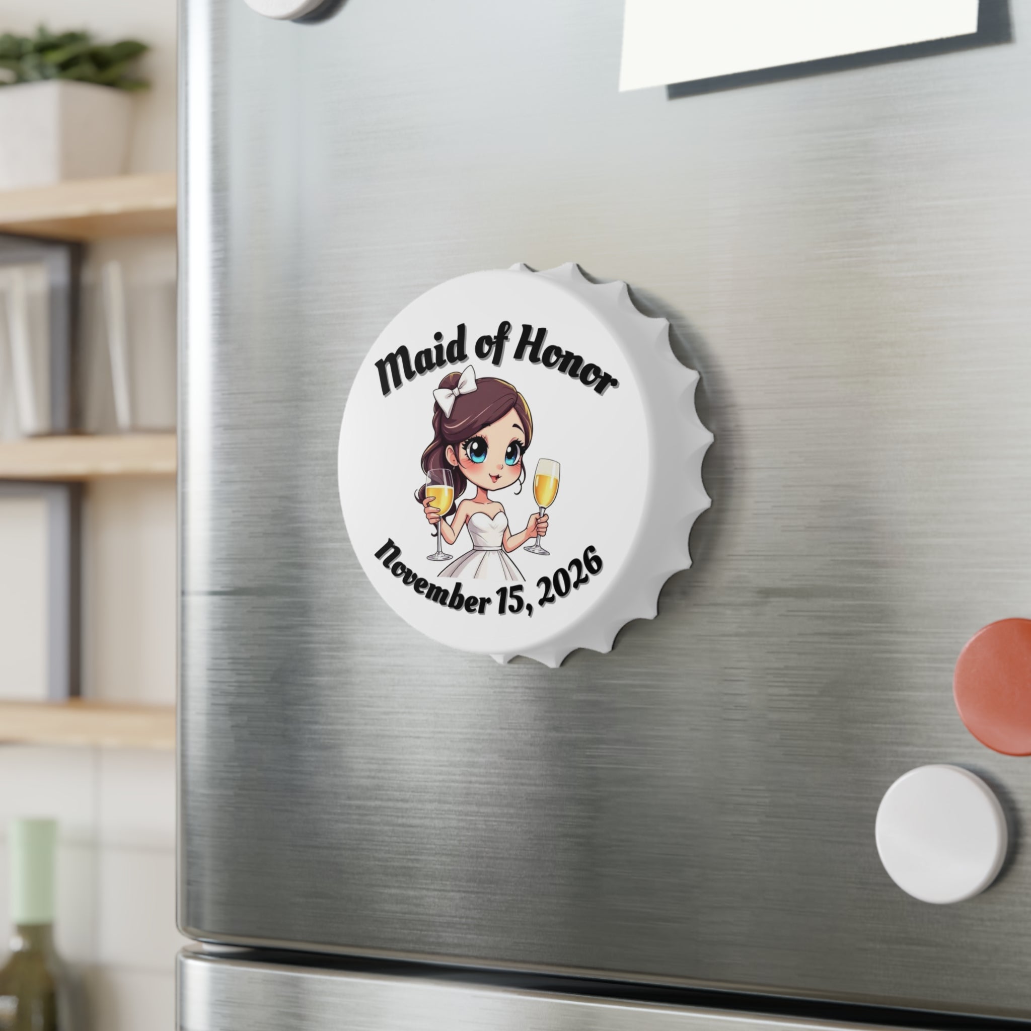 Maid of Honor Magnetic Bottle Opener — Personalized Wedding Date