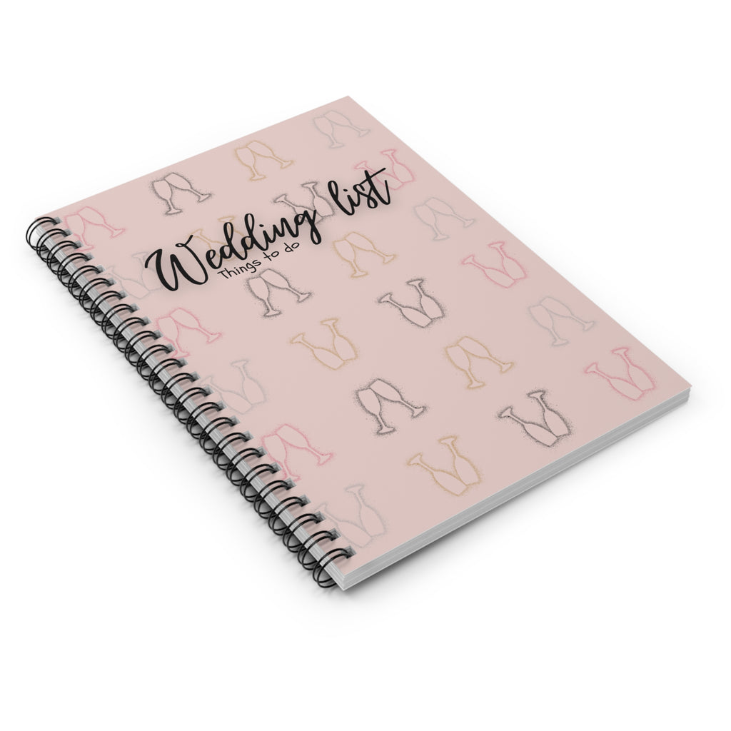 Wedding List Things to Do Spiral Notebook | Champagne Glasses - Soft Brown