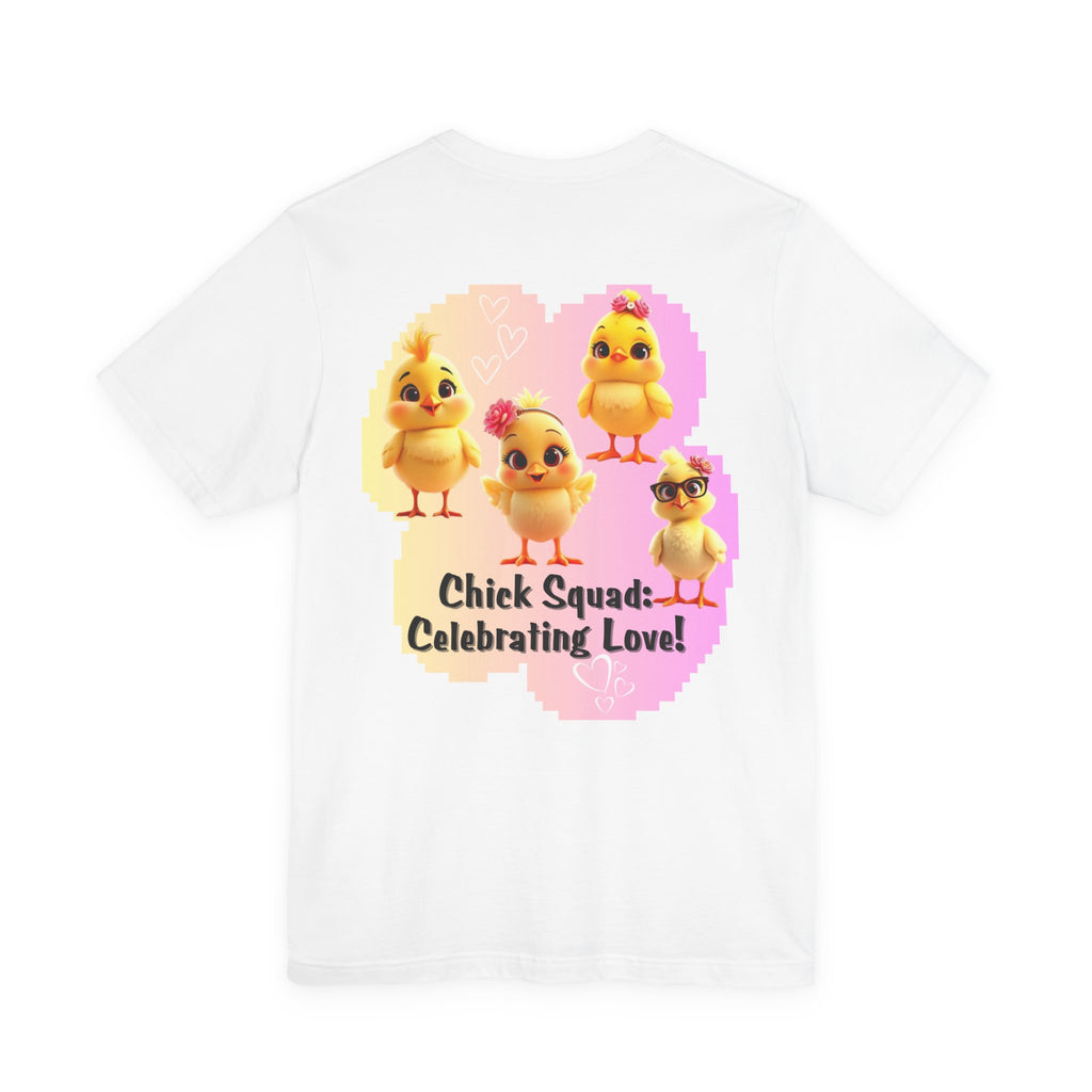 Chick Squad Celebrating Love T-Shirt | Bachelorette Party Hen Night Tee - Pink/Yellow cloud