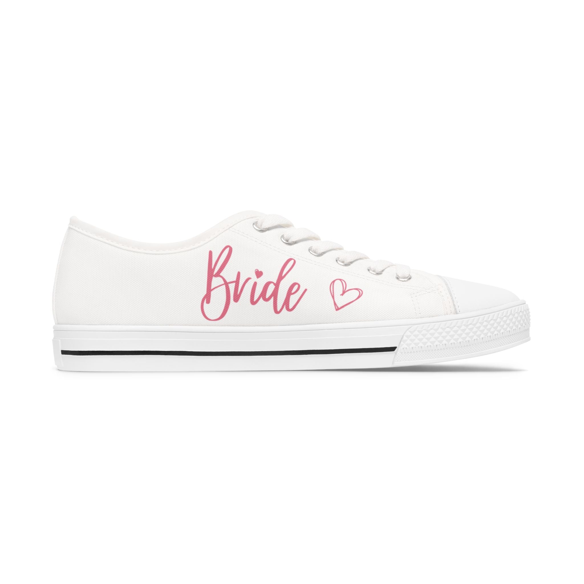 Bride heart design Women's Low Top Sneakers | customizable wedding date - Pink
