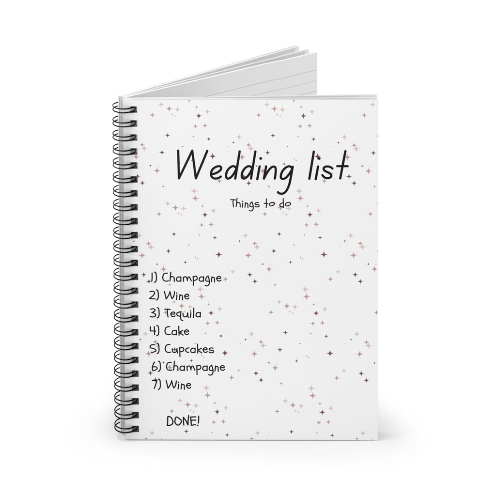 Wedding List Spiral Notebook | Ruled Planner, Things To Do with checklist - Brown Confetti