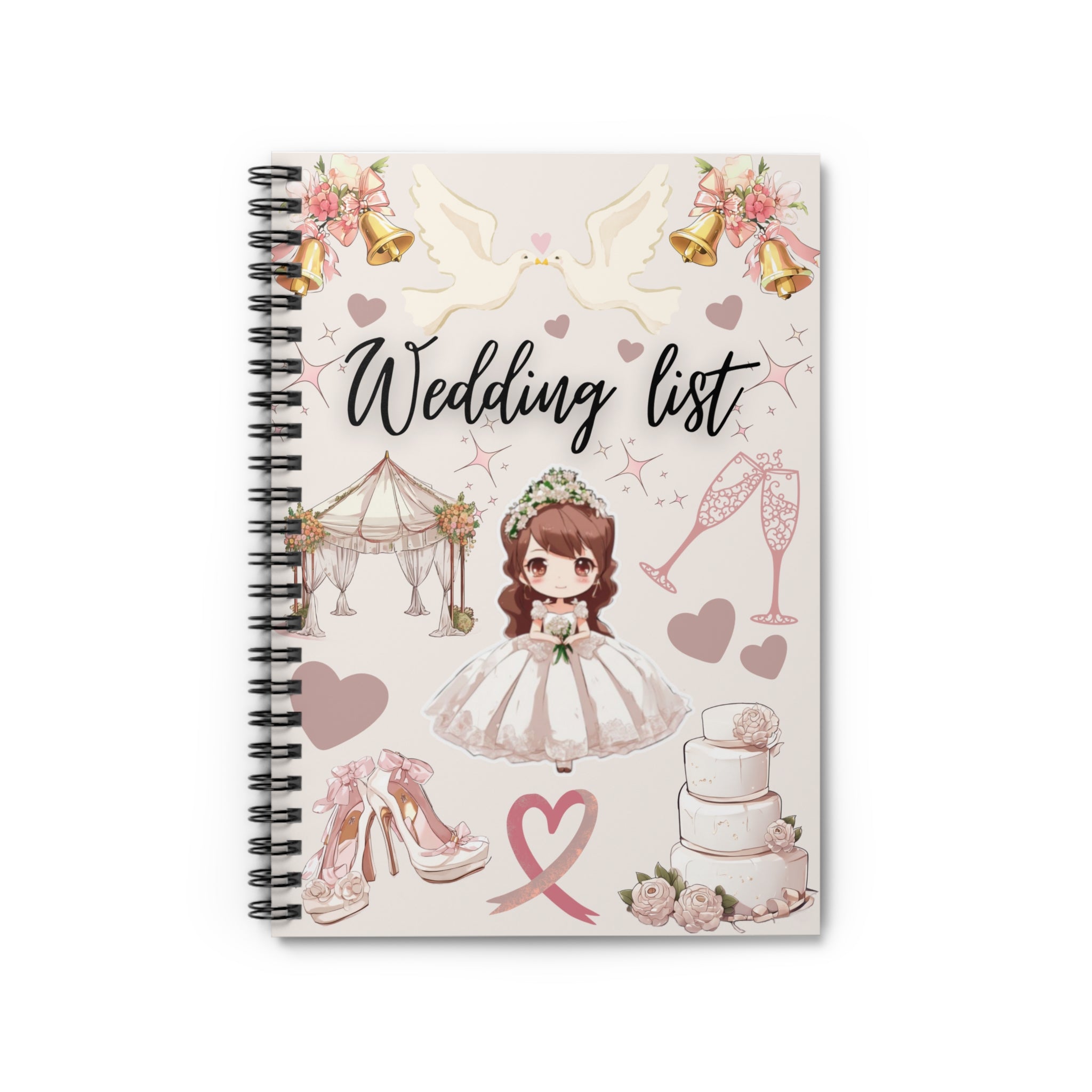 Wedding List Spiral Notebook | Bridal Planner, Wedding Checklist - Light