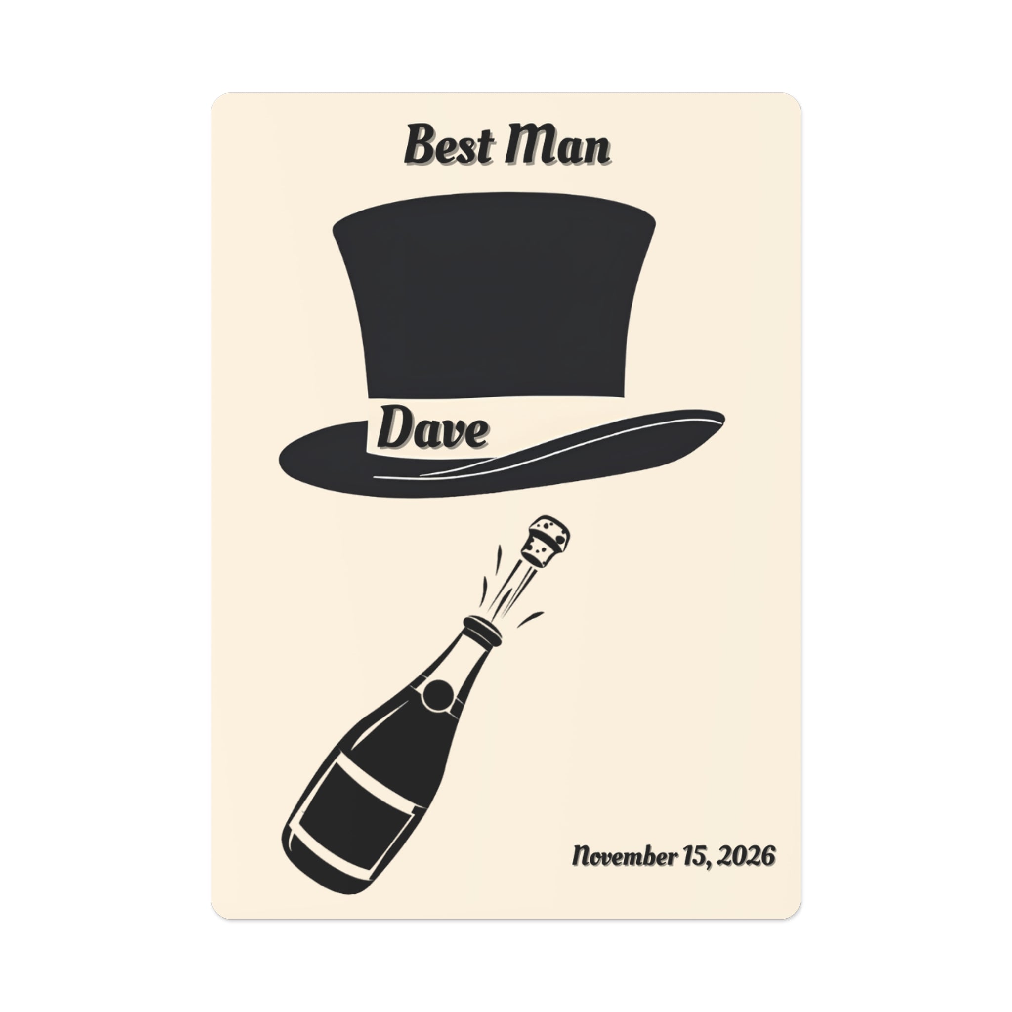 Best Man Playing Cards | Personalized Top Hat - Name & Wedding Date