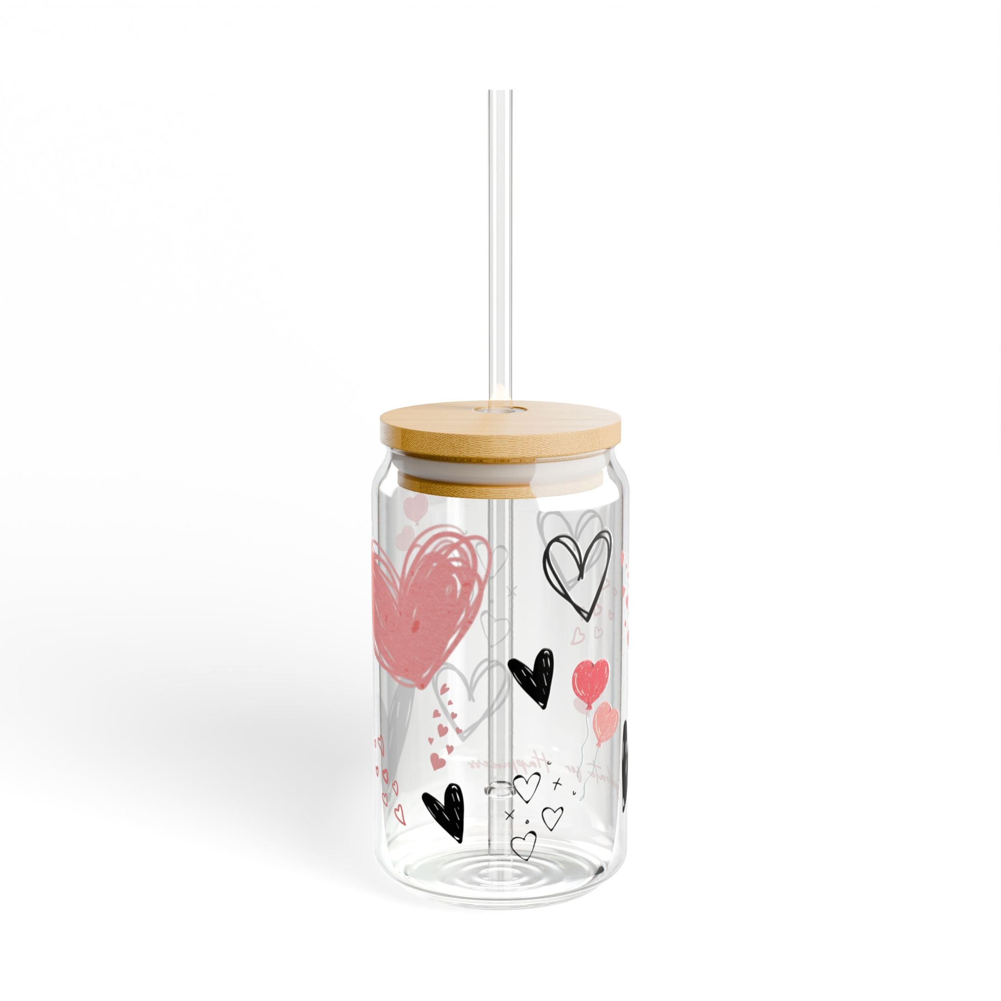 Sipper Glass 16oz - Heart Design