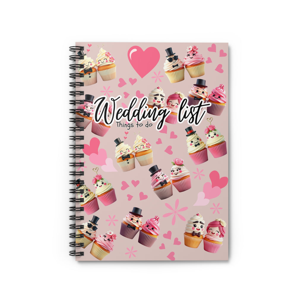Wedding List Things to Do Spiral Notebook | Cupcake Hearts design - Natural
