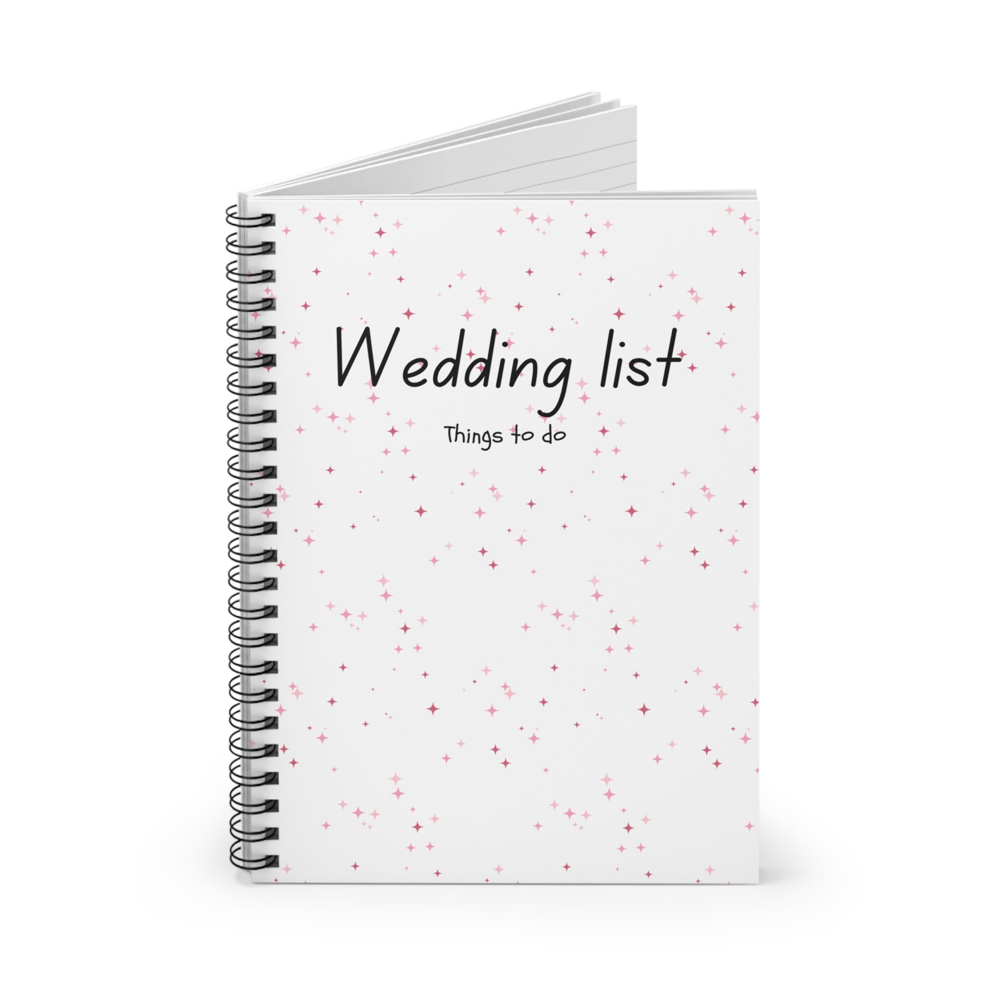 Wedding List Spiral Notebook | Ruled Planner, Things To Do - Pink Confetti