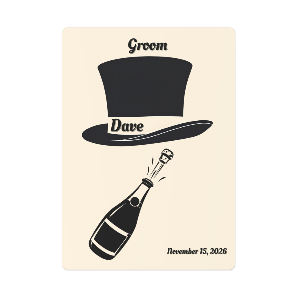 Groom Playing Cards | Personalized Top Hat - Name & Wedding Date