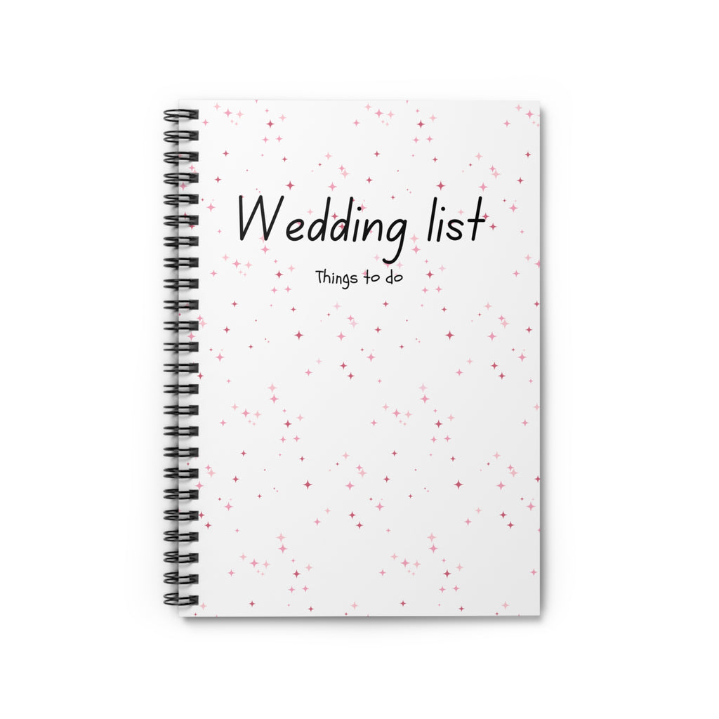 Wedding List Spiral Notebook | Ruled Planner, Things To Do - Pink Confetti