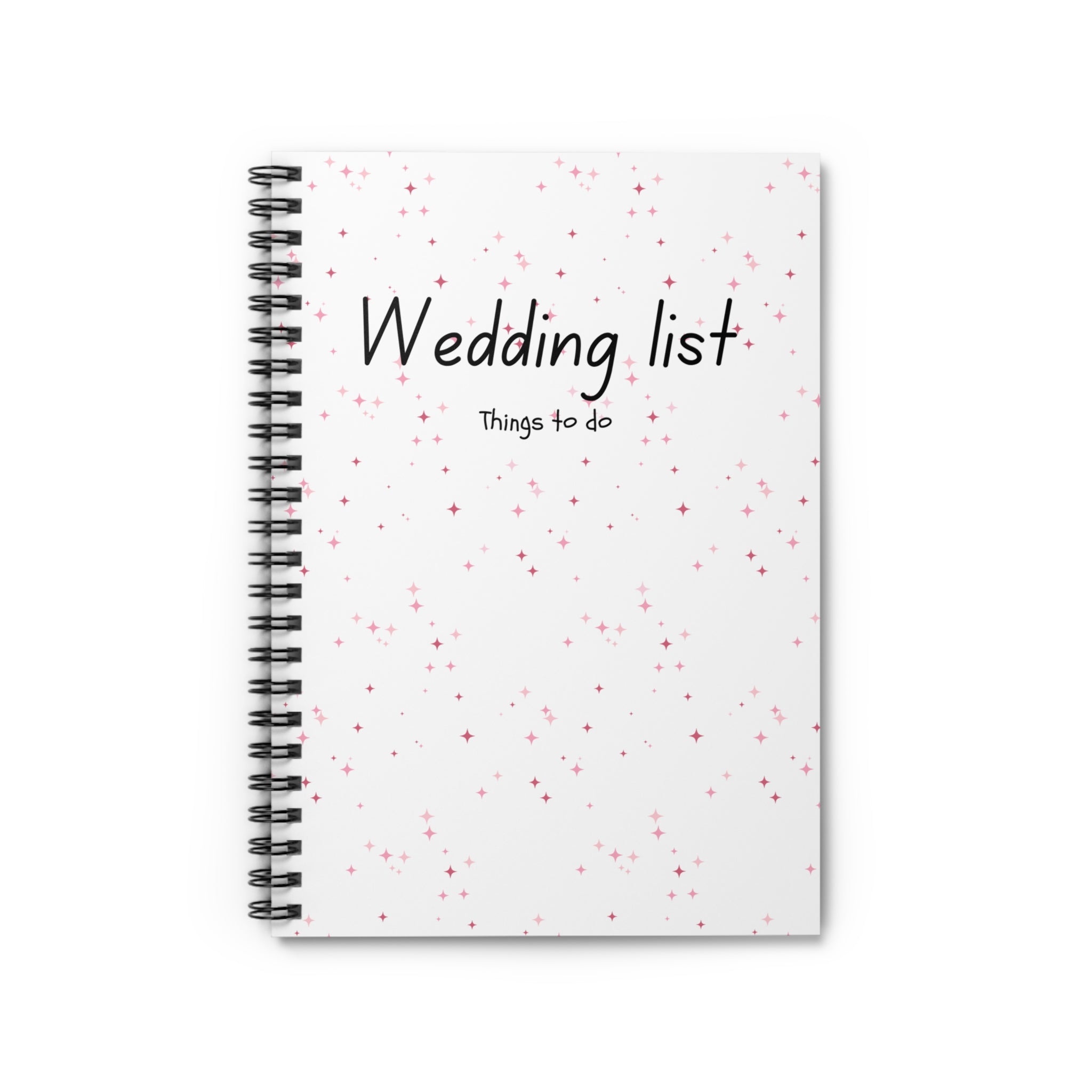 Wedding List Spiral Notebook | Ruled Planner, Things To Do - Pink Confetti