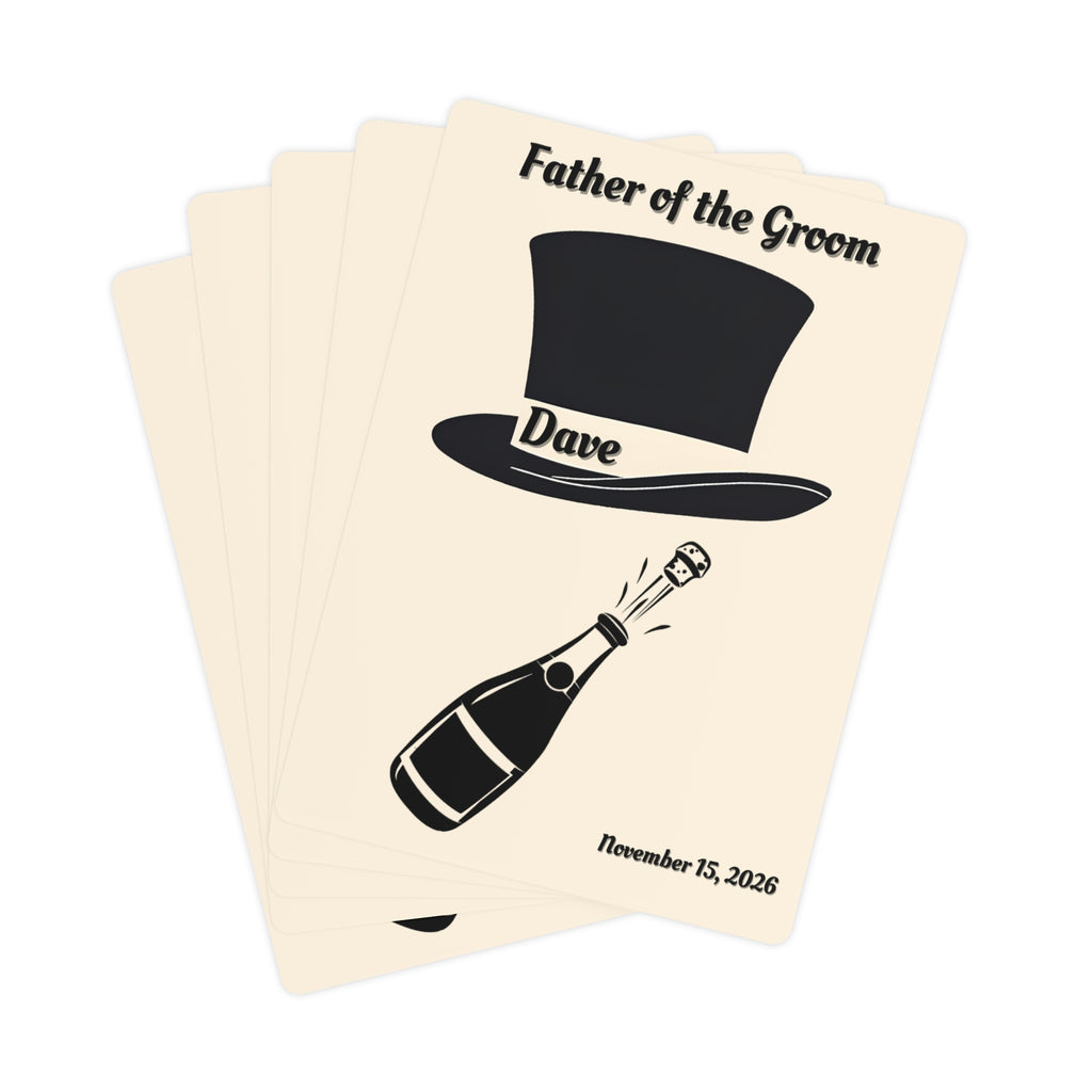 Father of the Groom Playing Cards | Personalized Top Hat - Name & Wedding Date