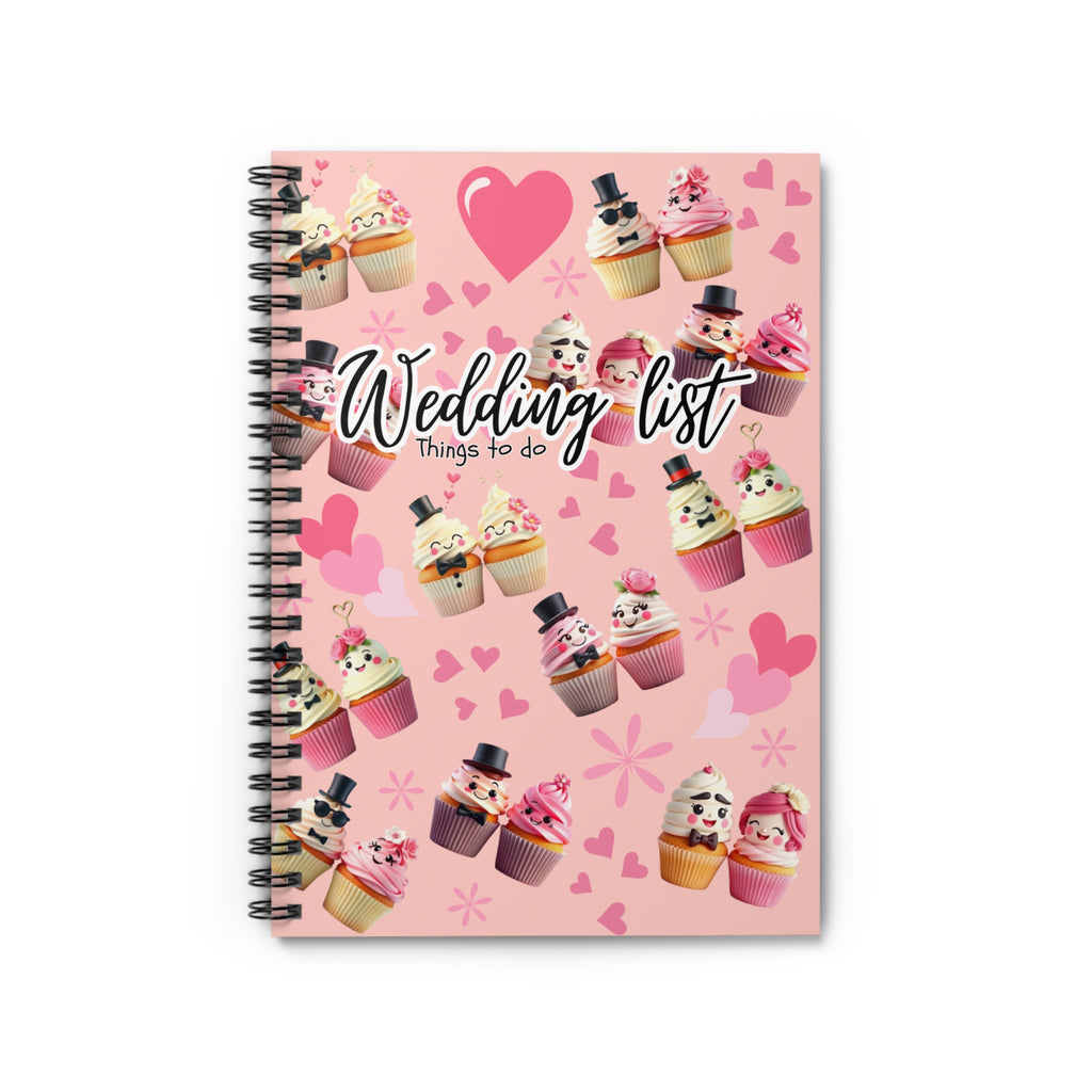 Wedding List Things to Do Spiral Notebook | Cupcake Hearts design - Light Pink