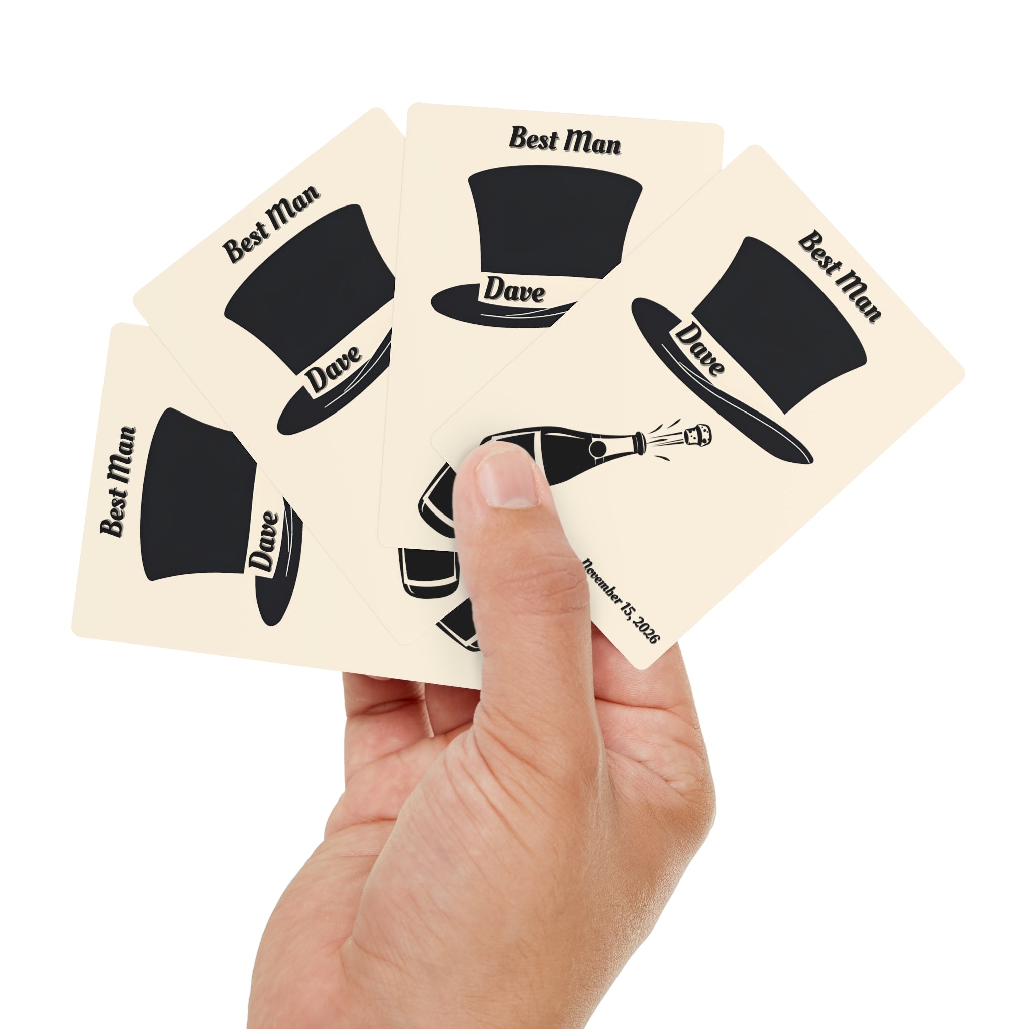 Best Man Playing Cards | Personalized Top Hat - Name & Wedding Date